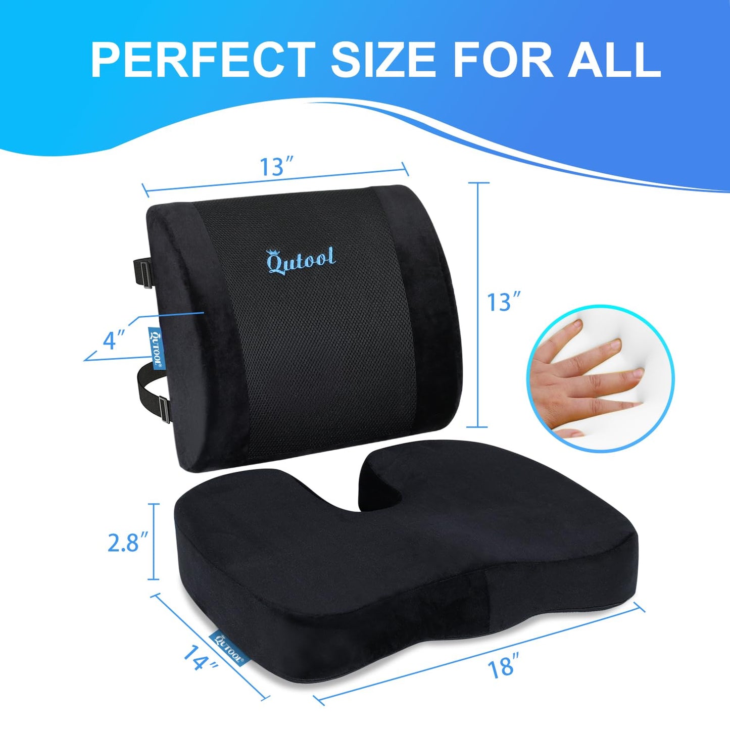 QUTOOL Seat Cushion and Lumbar Support Pillow for Office Desk Chair Back Support Chair Cushion Seat Cushion & Back Pillow for Sitting lumbar support