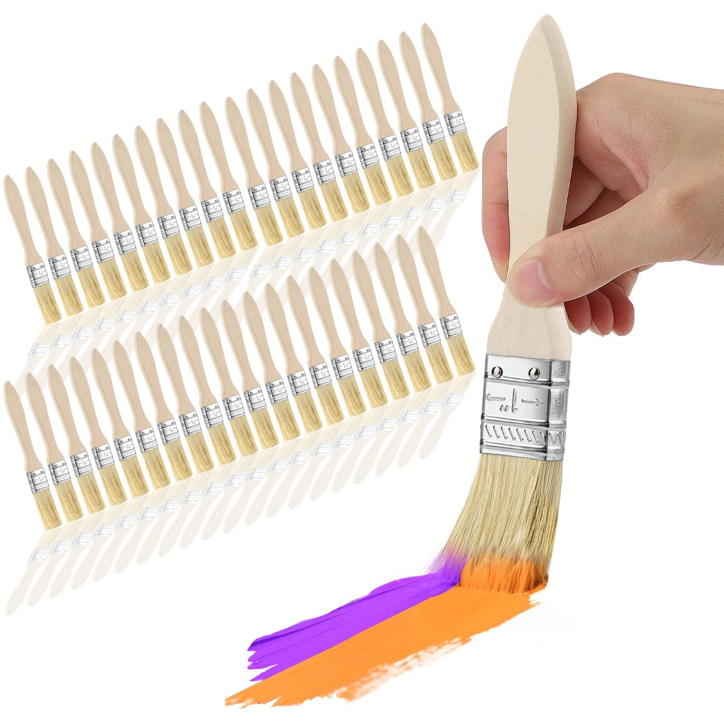 KGGZKG 40 Pcs 1 Inch/2.54cm Paint Brushes Chip Paintbrushes Professional Small Varnish Brush Set Wooden Handle for Paint Varnish Supplies Painting