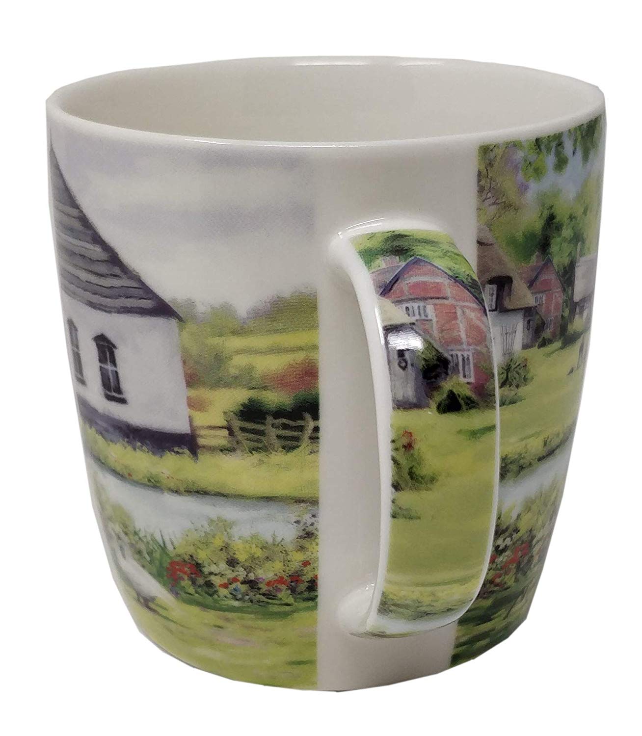 Country Pub River Scene Fine China Mug Cup 9cm x 8.5cm