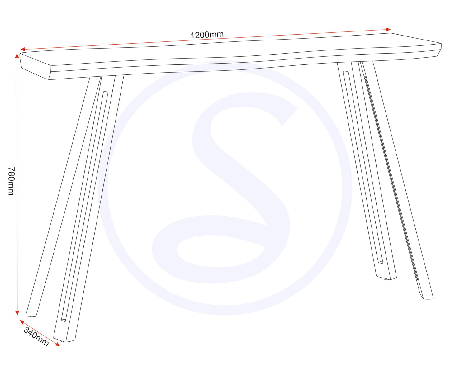 Seconique Quebec Wave Edge Console Table in Medium Oak Effect