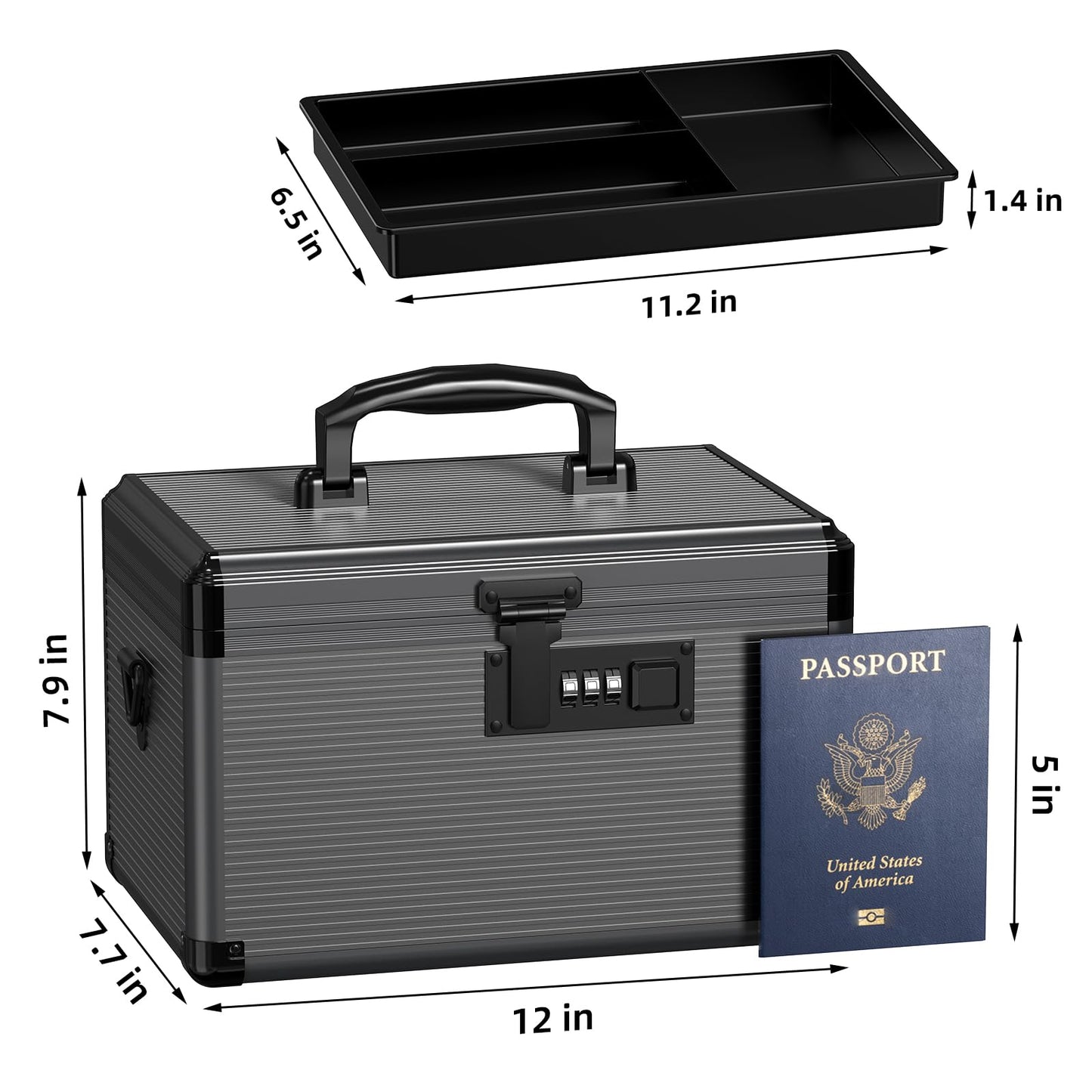 Lockbako Medicine Lock Box with Code, Lockable Medicine Box with Removable Tray & Pocket Bag