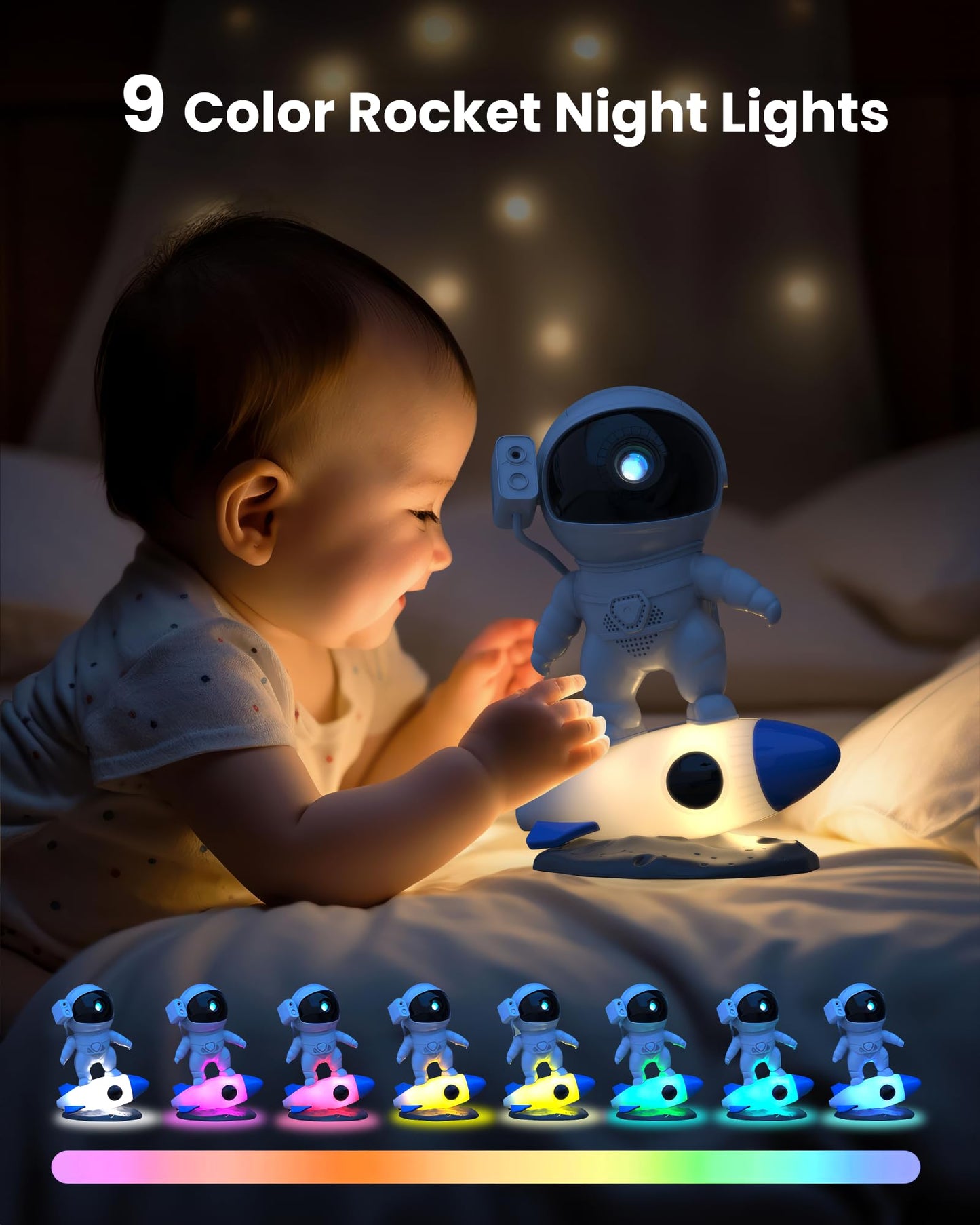 MERTTURM Astronaut Galaxy Planetarium Projector, Star Starry Sky Light Projector with HD 13 Film Discs/Timer Rocket Night Light/360Adjustable Focus