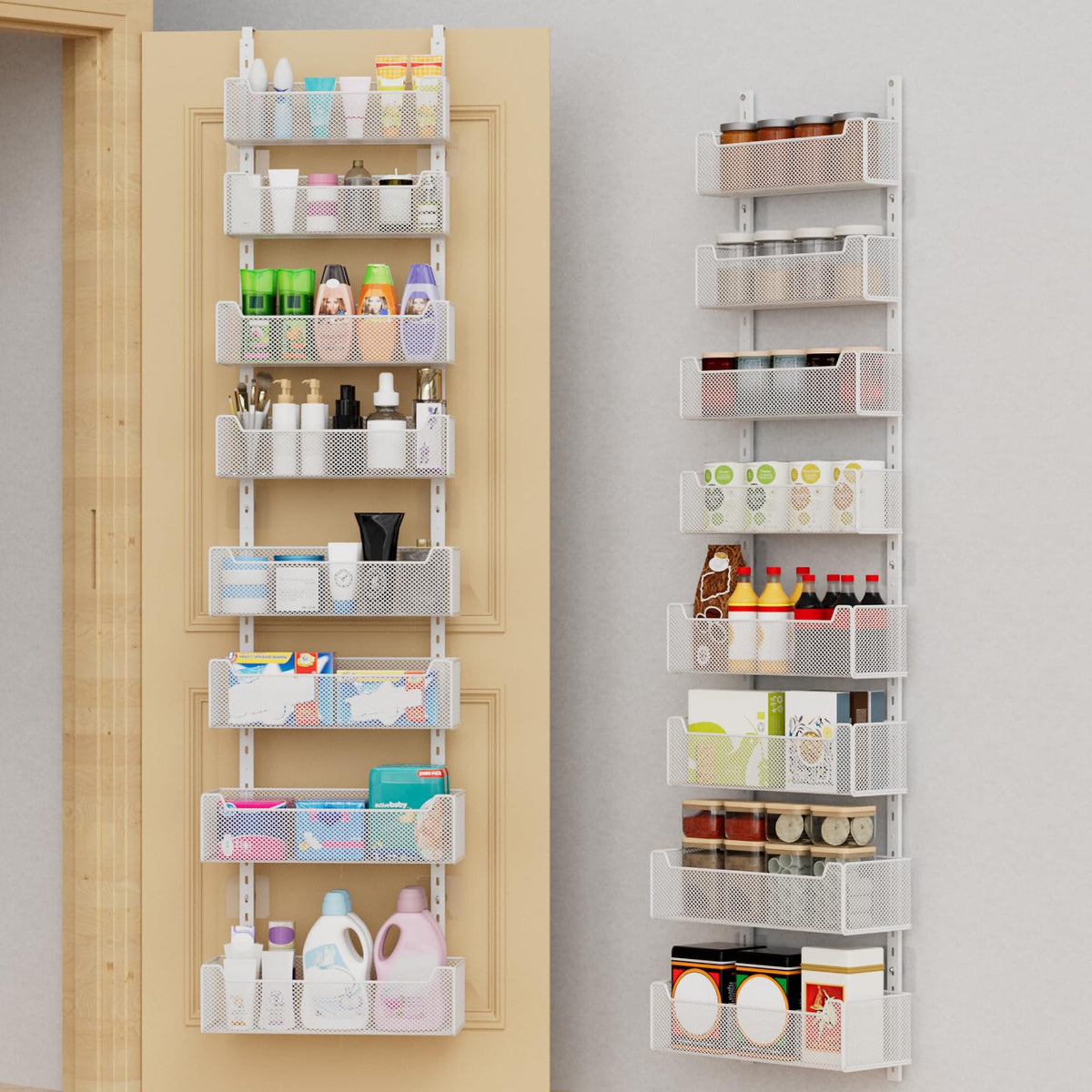 VyGrow Over The Door Storage, 8-tier Metal Door Organiser Hanging with Adjustable Baskets