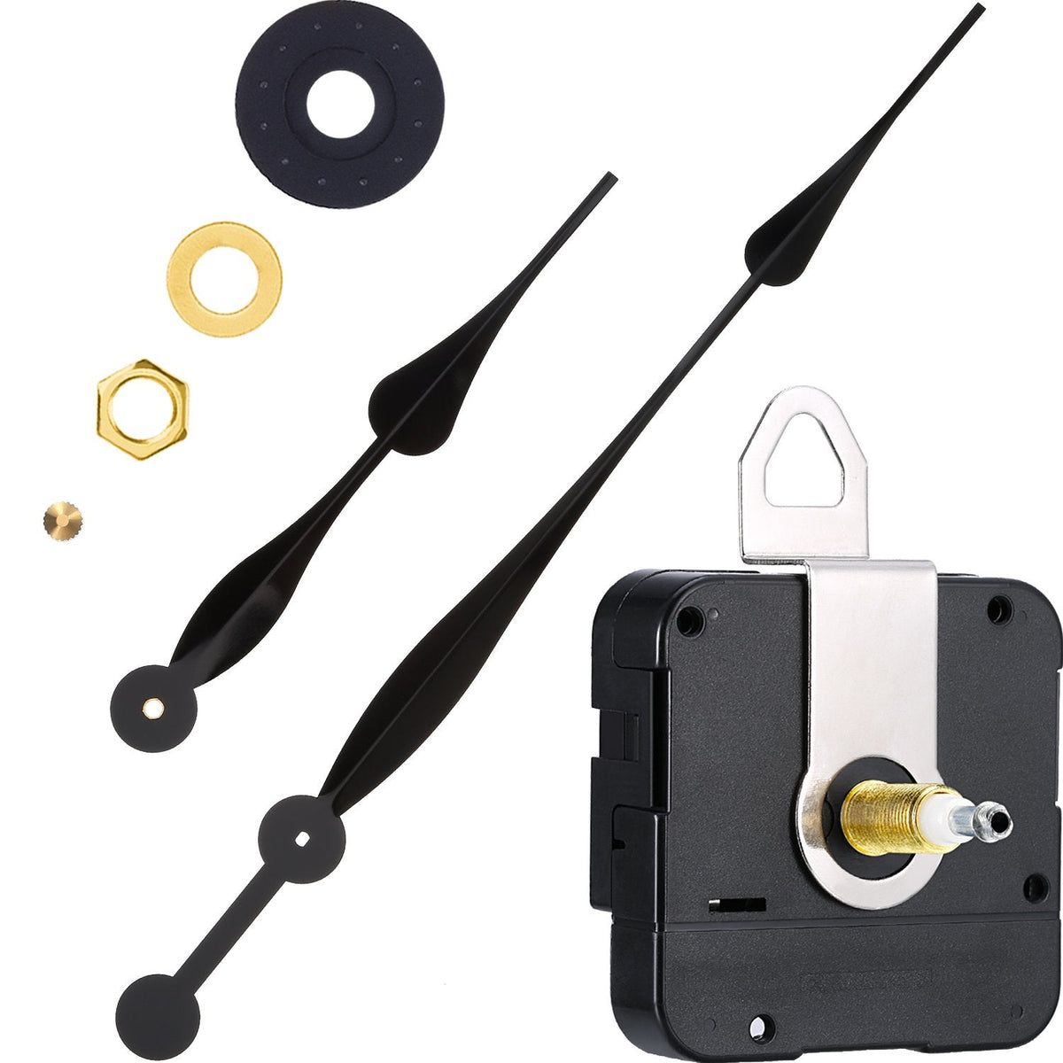 Hicarer High Torque Quartz Clock Movement Replacement Mechanism with 12 Inch Long Spade Hands (Black, 23 mm Shaft Length)