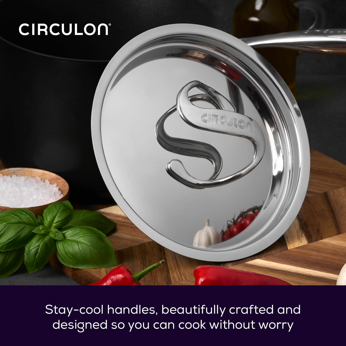 Circulon Style Hard Anodised Sauteuse, 24cm/2.8L, Black