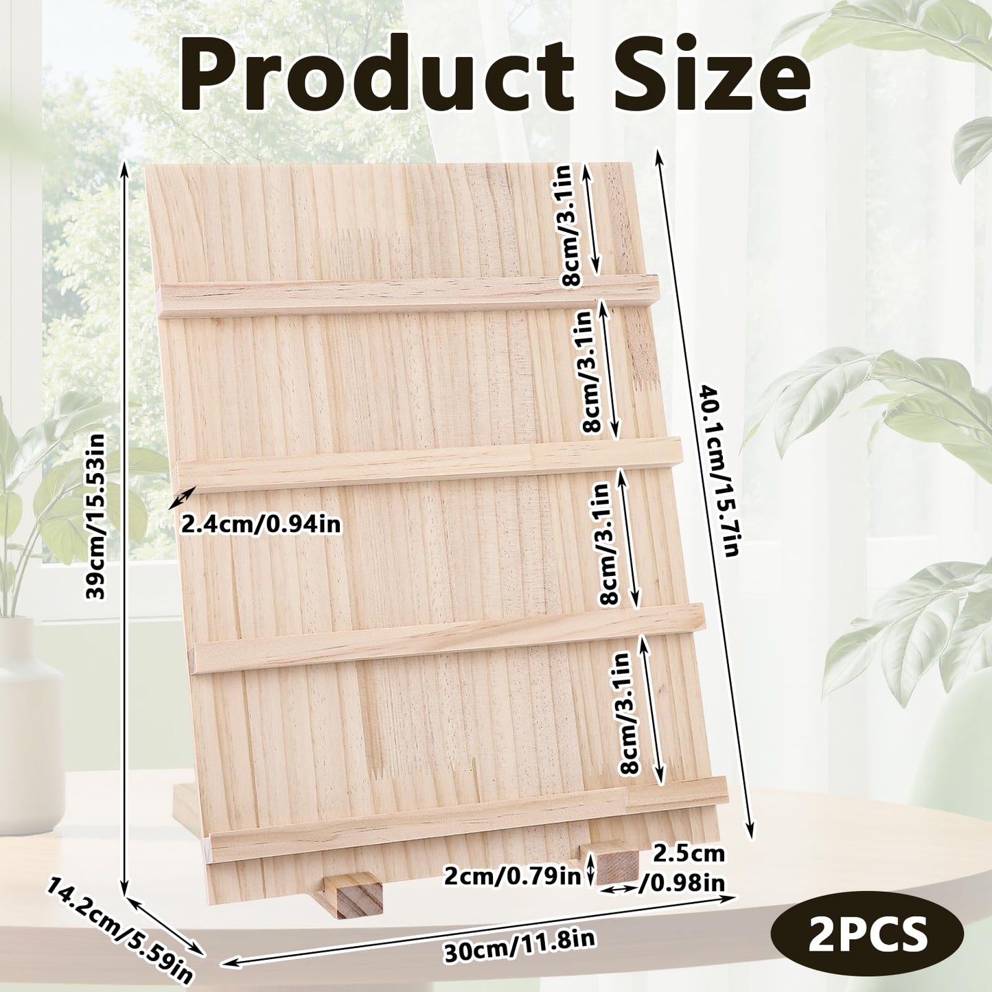 LDHHYH 2 Pack 4-Tier Wooden Jewellery Display Stand, Wood Earring Display Stands, Tiered Craft Fair Displays for Selling Craft Earring Storage
