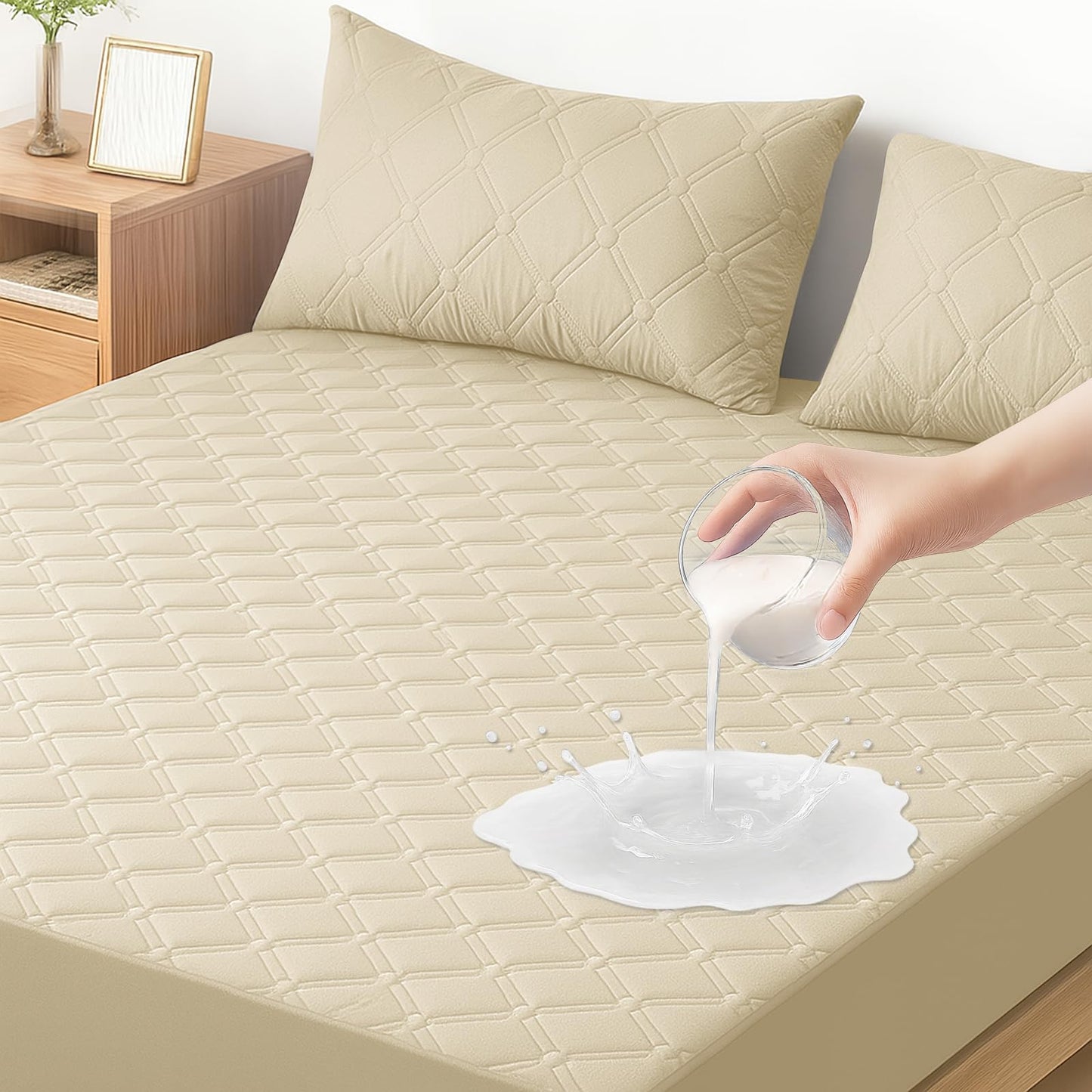Ystyle Fitted Sheet 140 x 200 cm, Microfibre, Fitted Sheet - Mattress Height up to 30 cm, Khaki