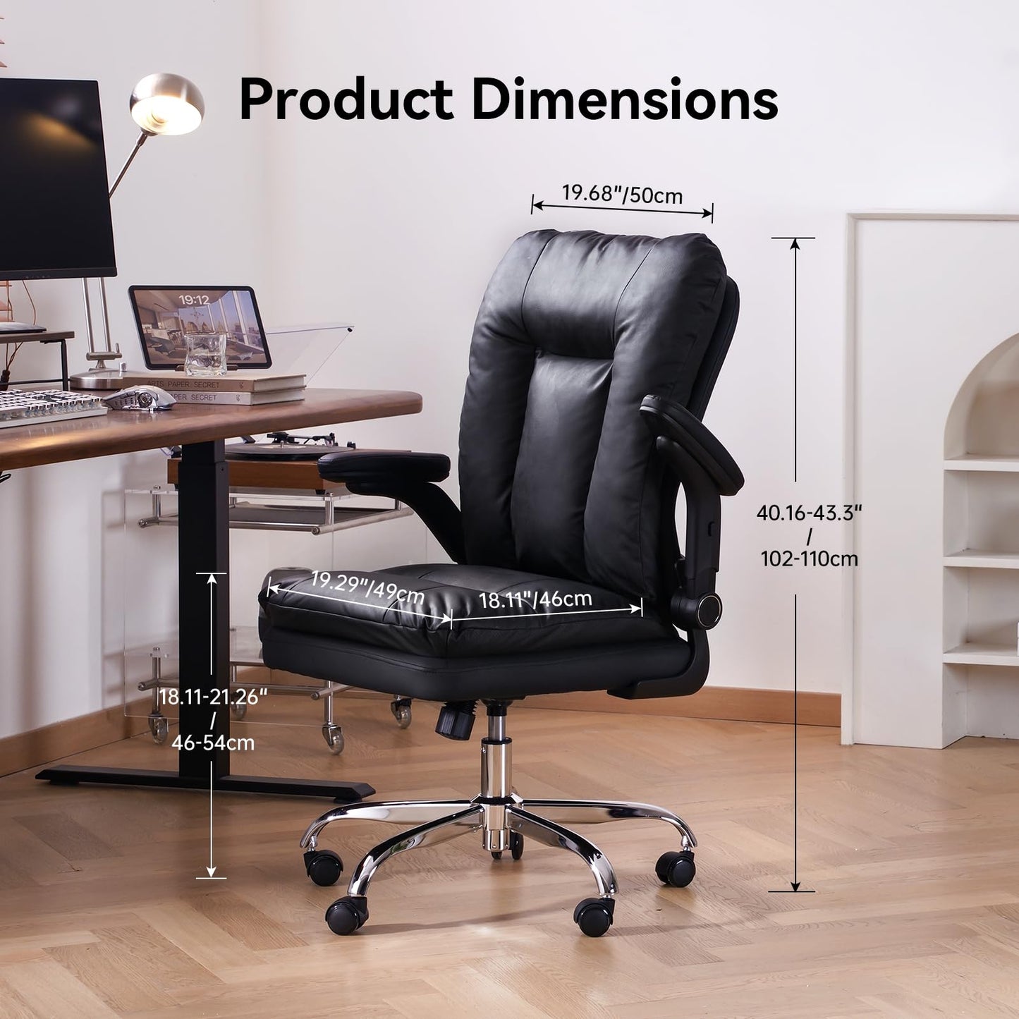 LEAGOO Office Chair Mid Back Executive Chair with Wheels for Home Office