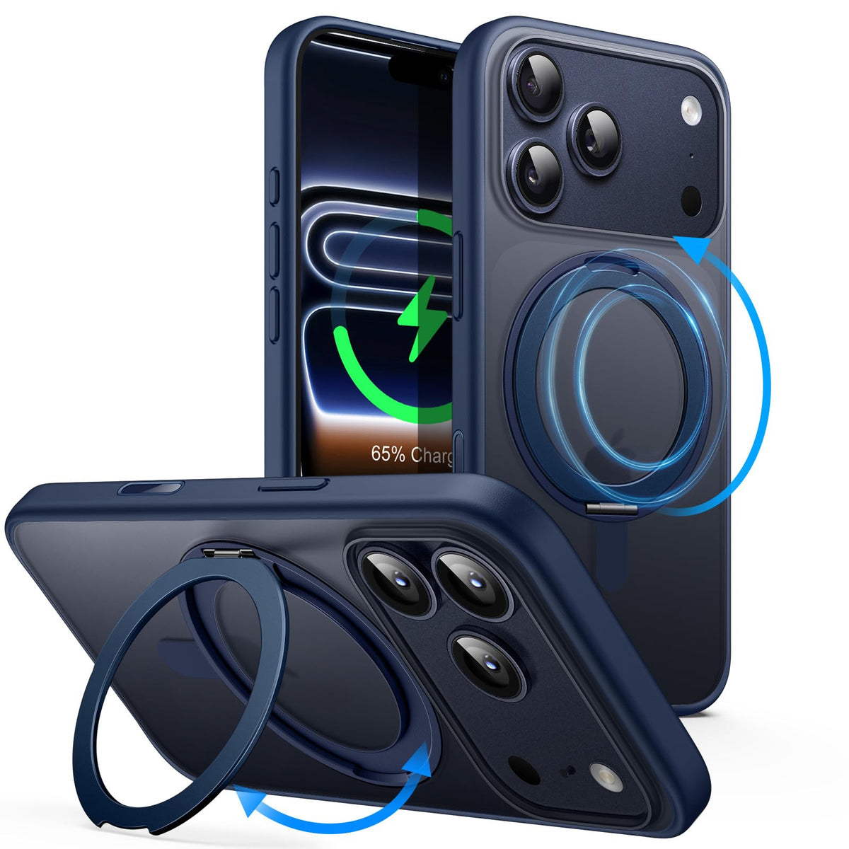 JETech 360 Degree Rotatable Ring Case for iPhone 17 Pro 6.3-Inch with Camera Control Button, Compatible with MagSafe, Slim Shockproof Phone Cover with