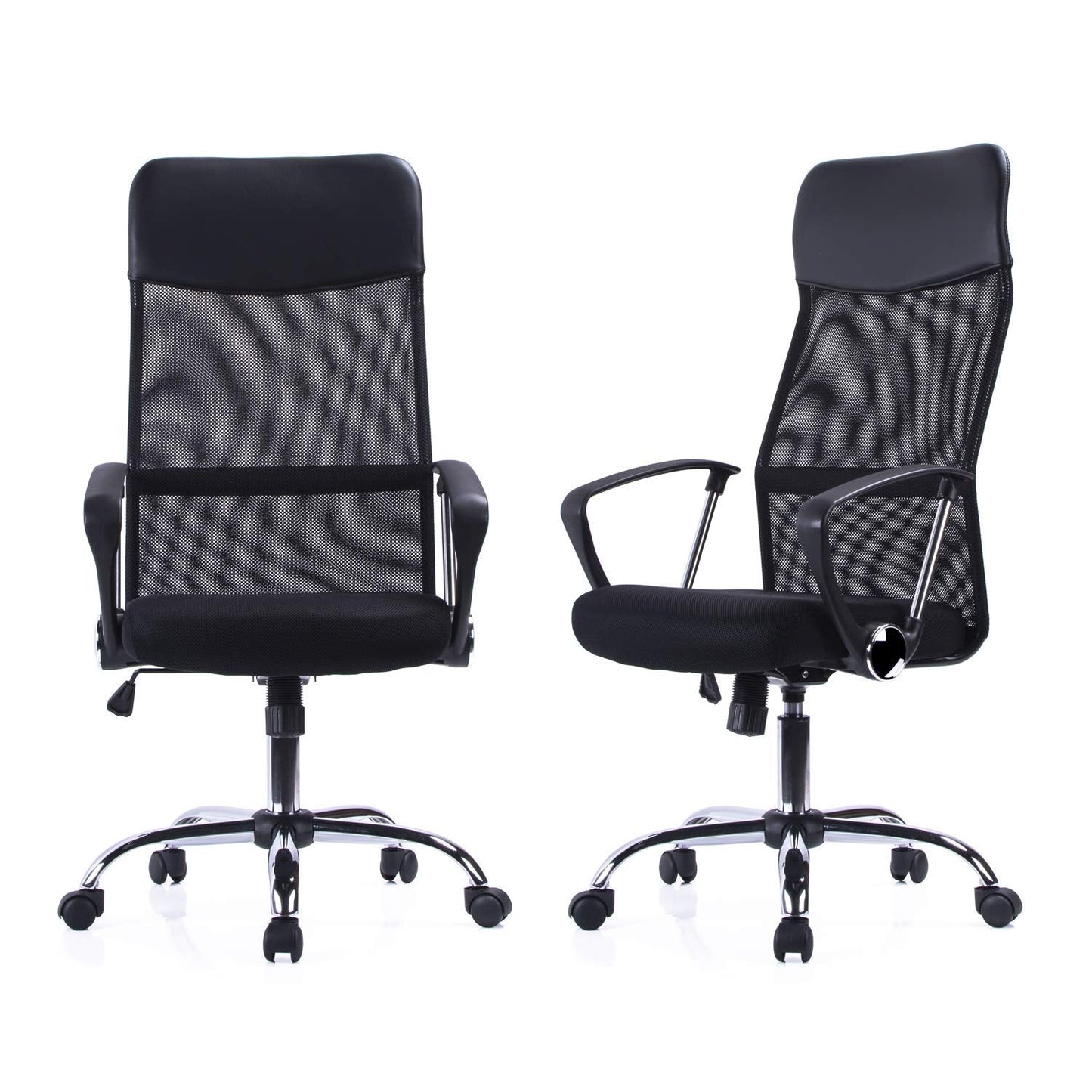 Exofcer Office Chair, High Back Desk Chair, Ergonomic Computer Chair, Height Adjustable, Breathable Padded Seat, Home Mesh Swivel Chair (Black)