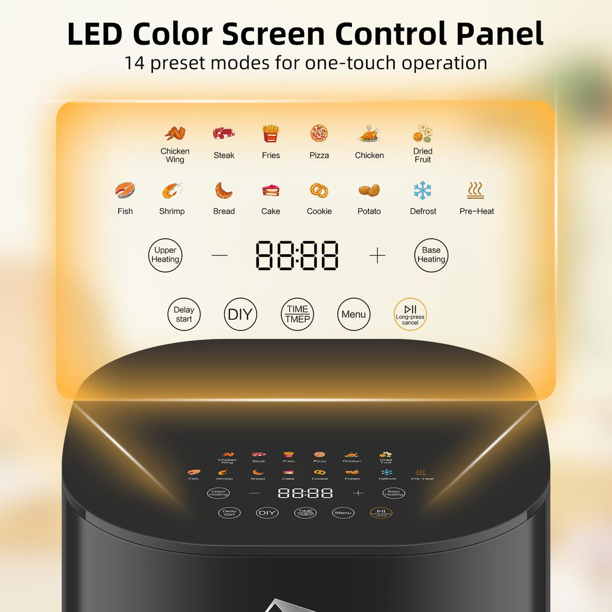 Uten Dual Blaze Air Fryer 5.5L Visual Window, Color Screen, 14 Pre Menus, Delayed Start, Stainless Oil Net, 2 Fast Heaters Independently Controllable,