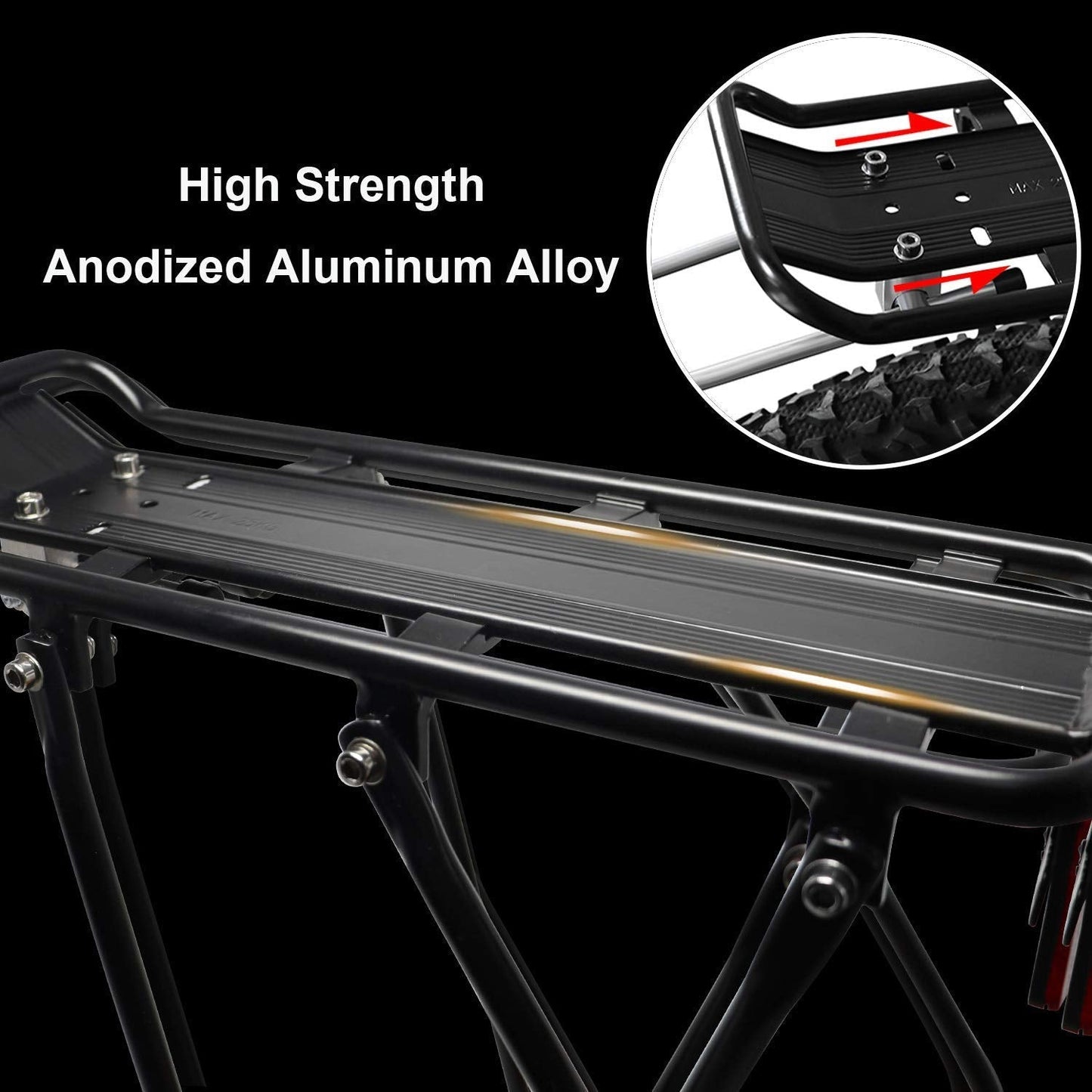 Bike Cargo Rack Bungee Cargo Net & Reflective Logo Universal Adjustable Bicycle Rear Luggage Touring Carrier Racks 25kg Capacity Mountain Road Bike