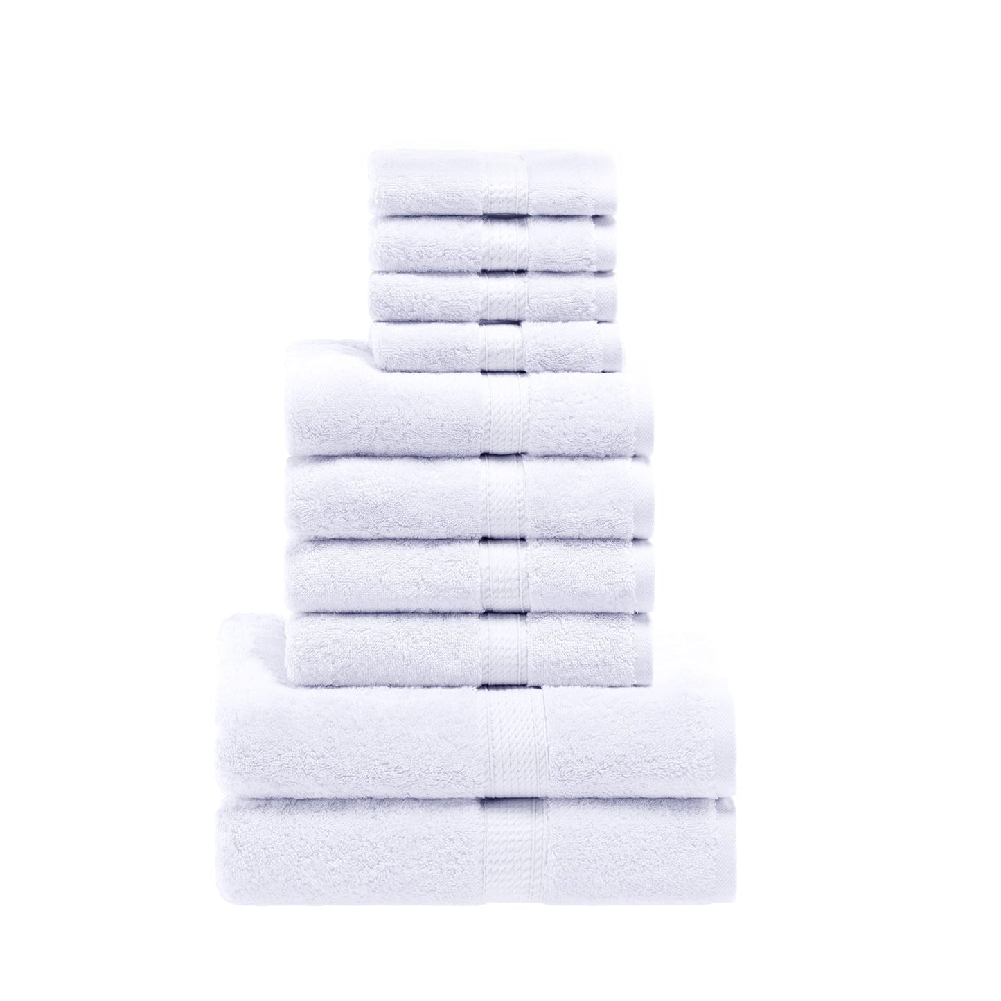 Superior Egyptian Cotton Pile 10 Piece Towel Set, Includes 2 Bath, 4 Hand, 4 Face Towels/Washcloths, Ultra Soft Luxury Towels, Thick Plush Essentials