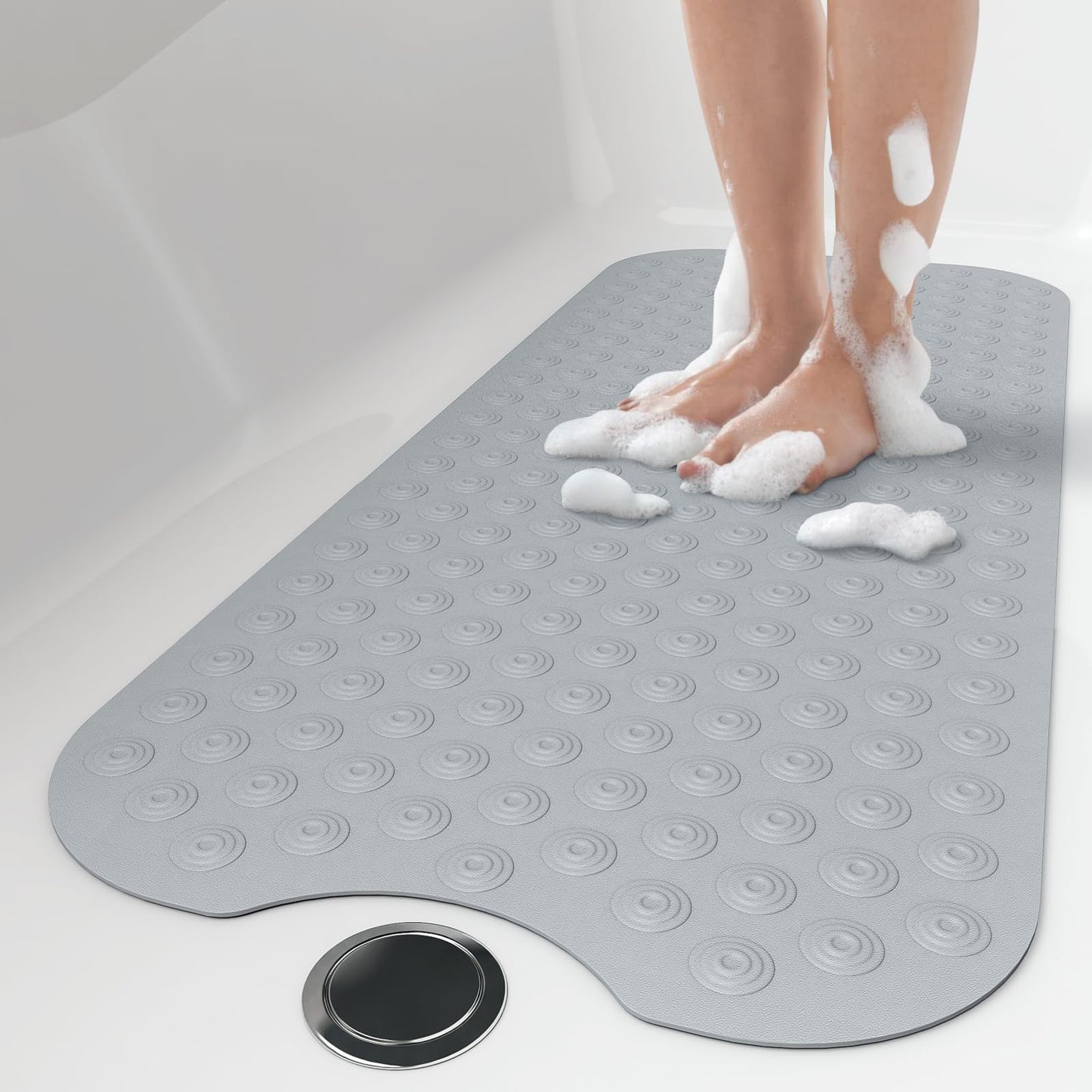 Yolife No Suction Cup Bath Mat: 40x100CM Extra Long Bathmat?Perfect for Refinished or Ordinary Bath Tubs?Made of Nature Rubber?a Blessing for the