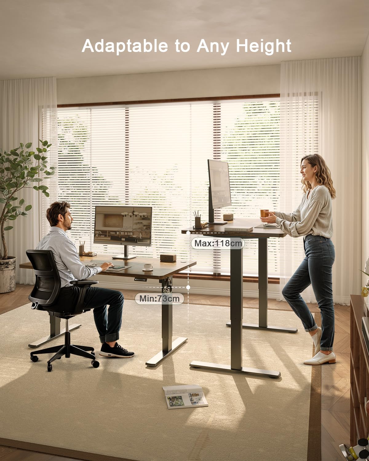 JUMMICO 140x60cm Electric Standing Desk with USB Charging Height Adjustable Desk with Sedentary Reminder Stand Up Desk with Splice Board for Home