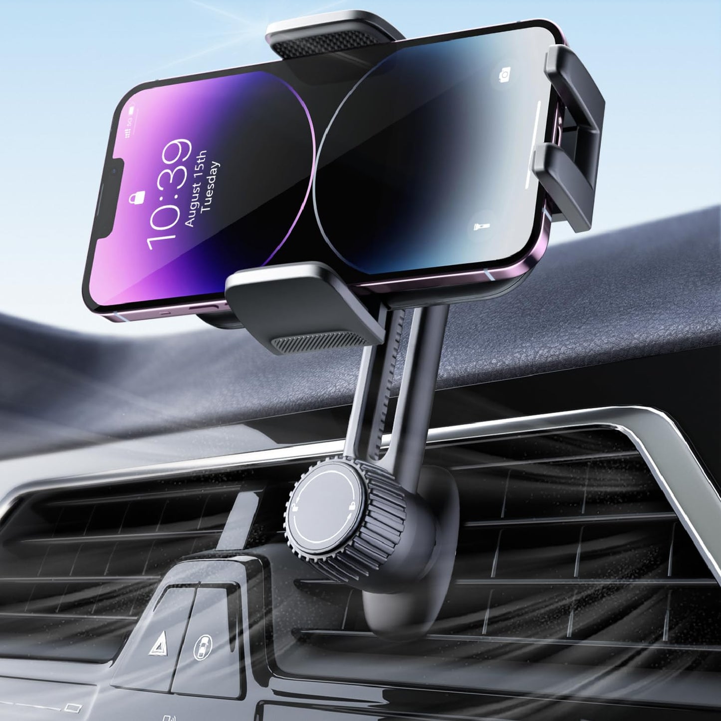 Phone Holder for Car Vent: [Never Blocking] Air Vent Cell Phones Mount, Quick Release Car Phone Mount with Stable Hook Clip, 360? Rotation Mobile