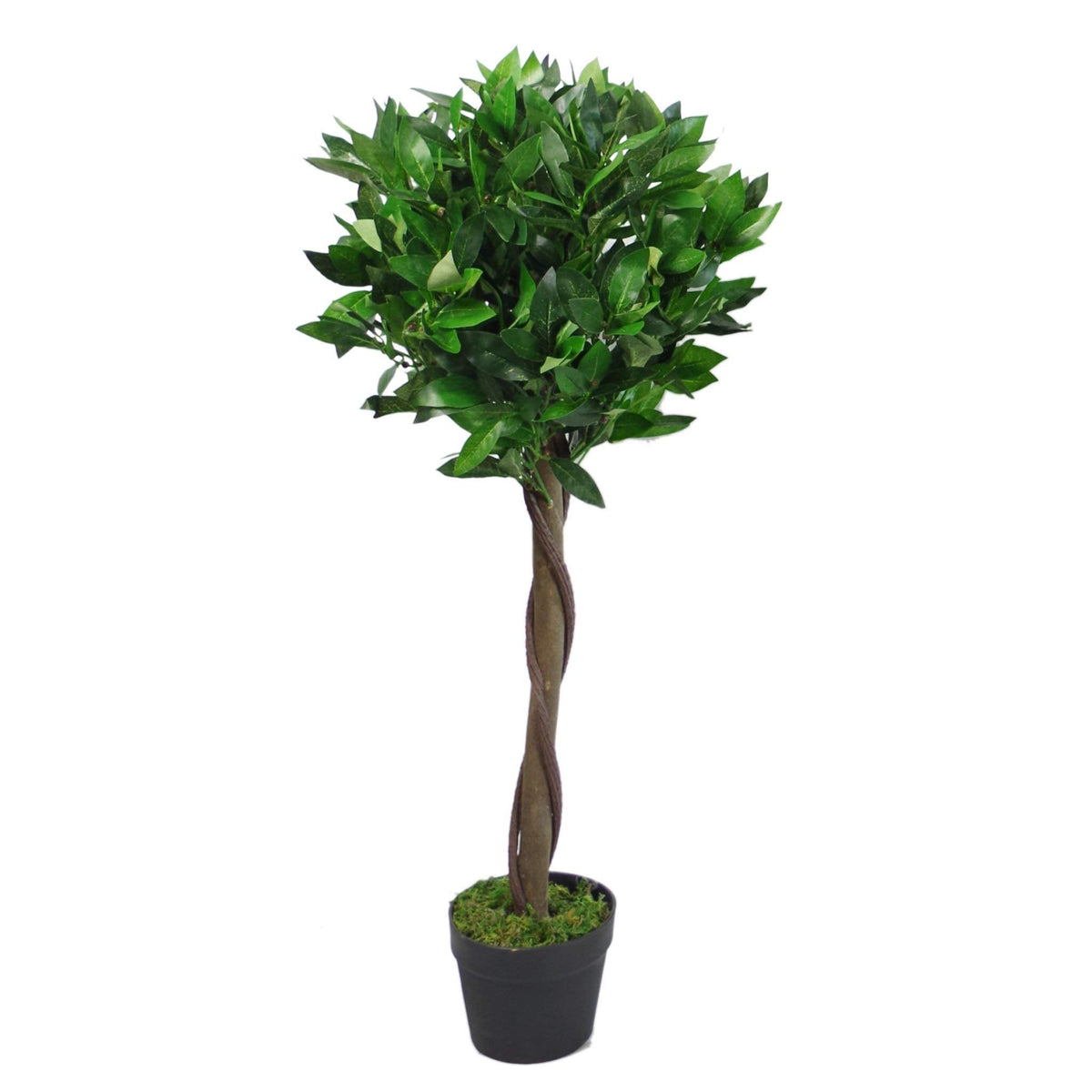 Leaf Design UK Pair of Artificial Bay Topiary Ball Trees, Green Twist, 90cm (3ft)