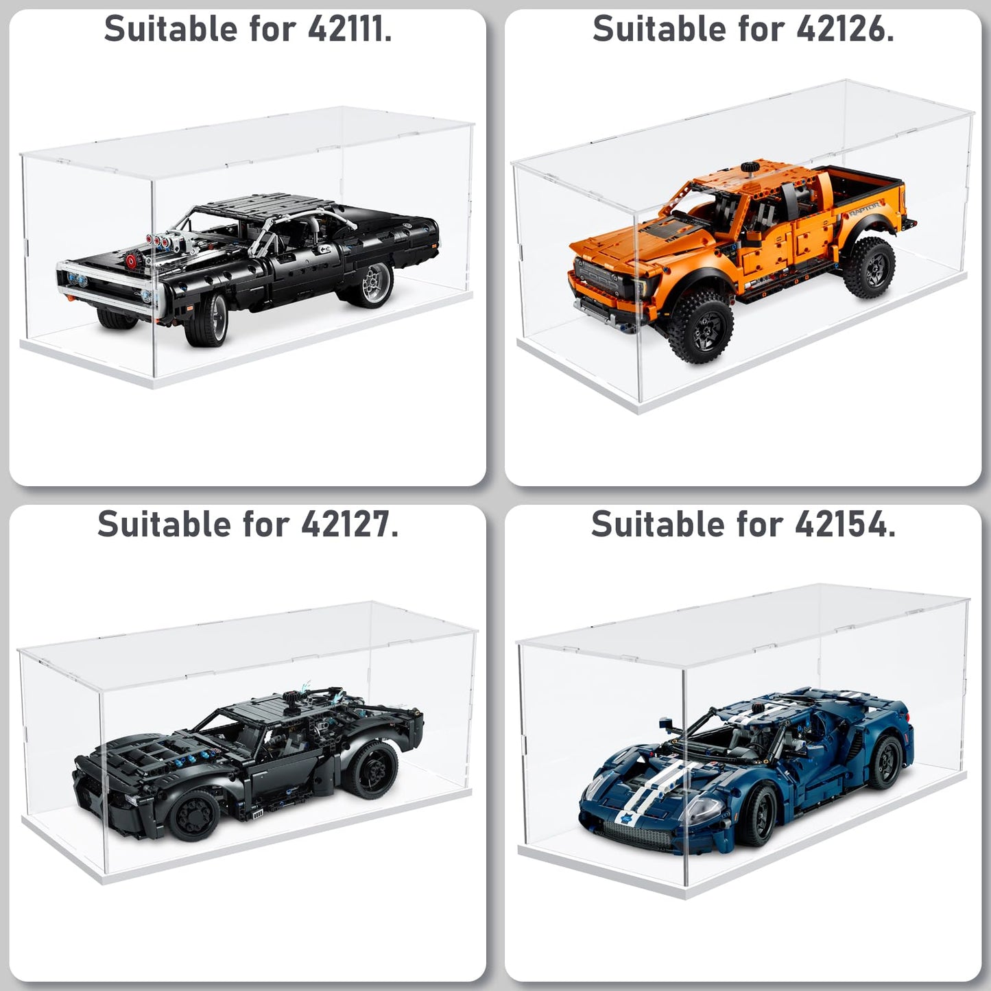 Nynelly Acrylic Display Case for Lego Cars Model Cars for Lego Jazz Quartet 21334 Batmobile 42127 Dodge 42111