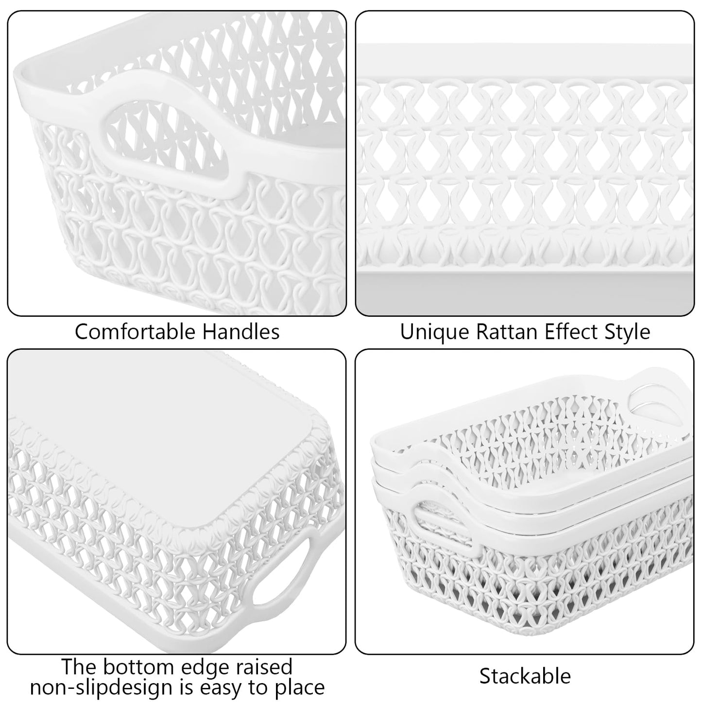 Parlynies Set of 12 Small Storage Tray Baskets, White Desktop Storage Basket Set