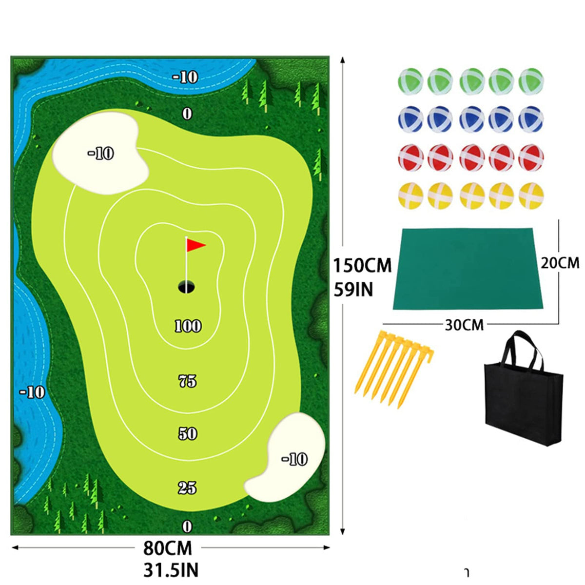 Portable Indoor/Outdoor Golf Game Set with Chipping Golf Play Mat, Hitting Mats, and Golf Training Aid Equipment for Home Backyard Practice - Includes
