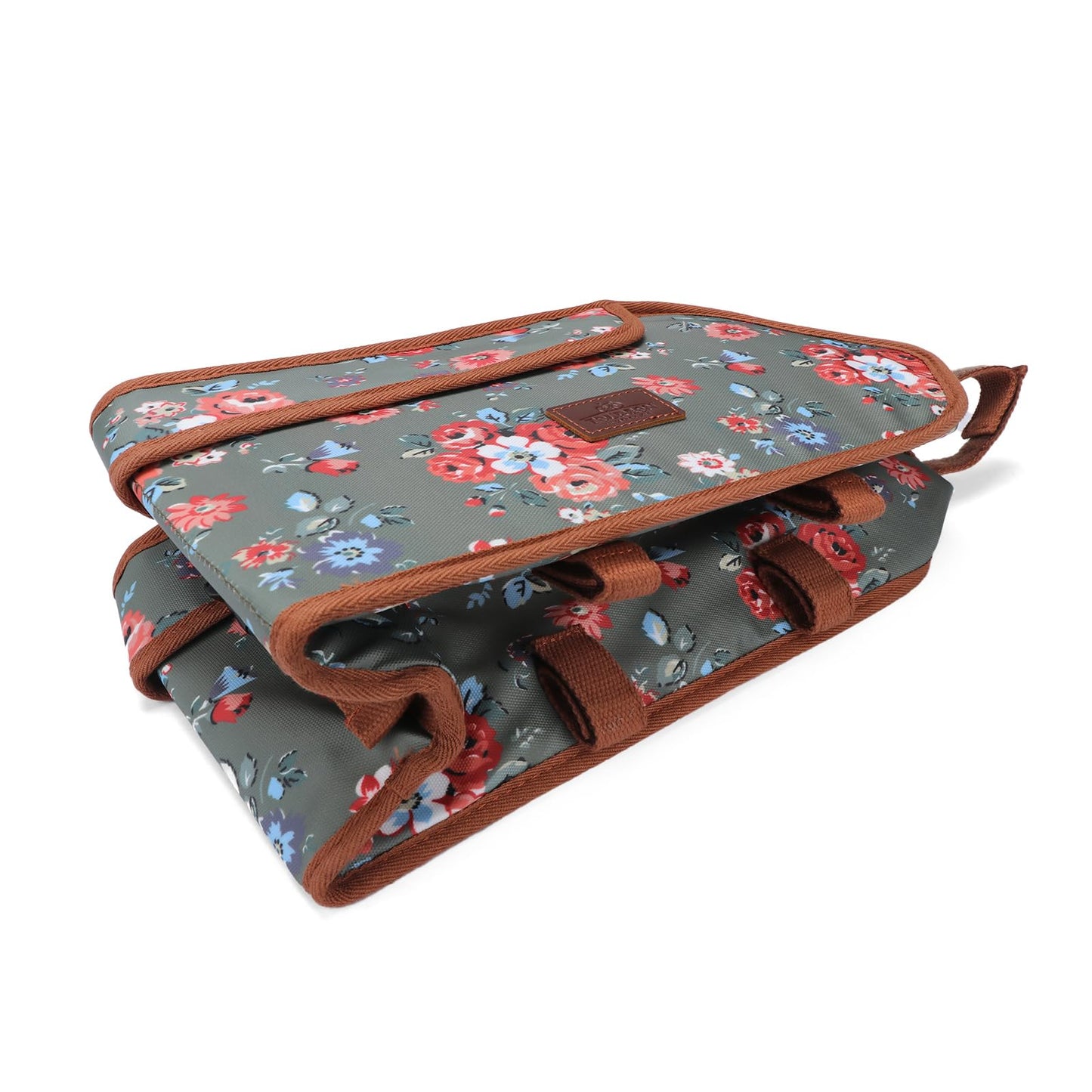 Tourbn Waterproof Canvas Bicycle Pannier Bike Rear Rack Insulated Trunk Cooler Bag Takeaway Food Delivery Case Flower Green