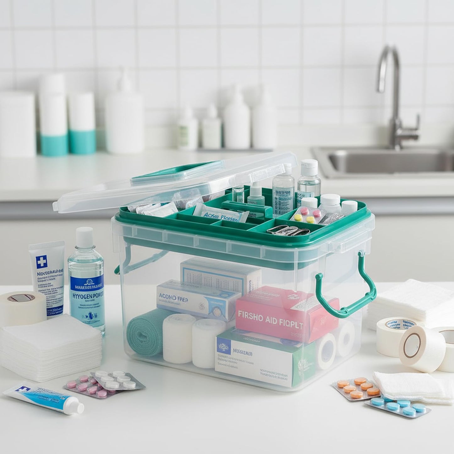 Mayish Family Medicine Storage Box, Household Plastic First Aid Box, Clear