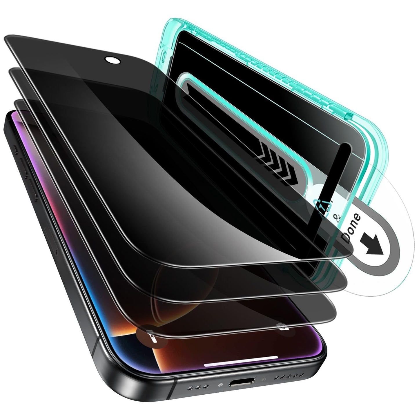 ESR 3 Pack for iPhone 16 Pro Privacy Screen Protector, Anti-Spy Tempered Glass Privacy Screen Protector with Easy Installation Tool, Micro-curved
