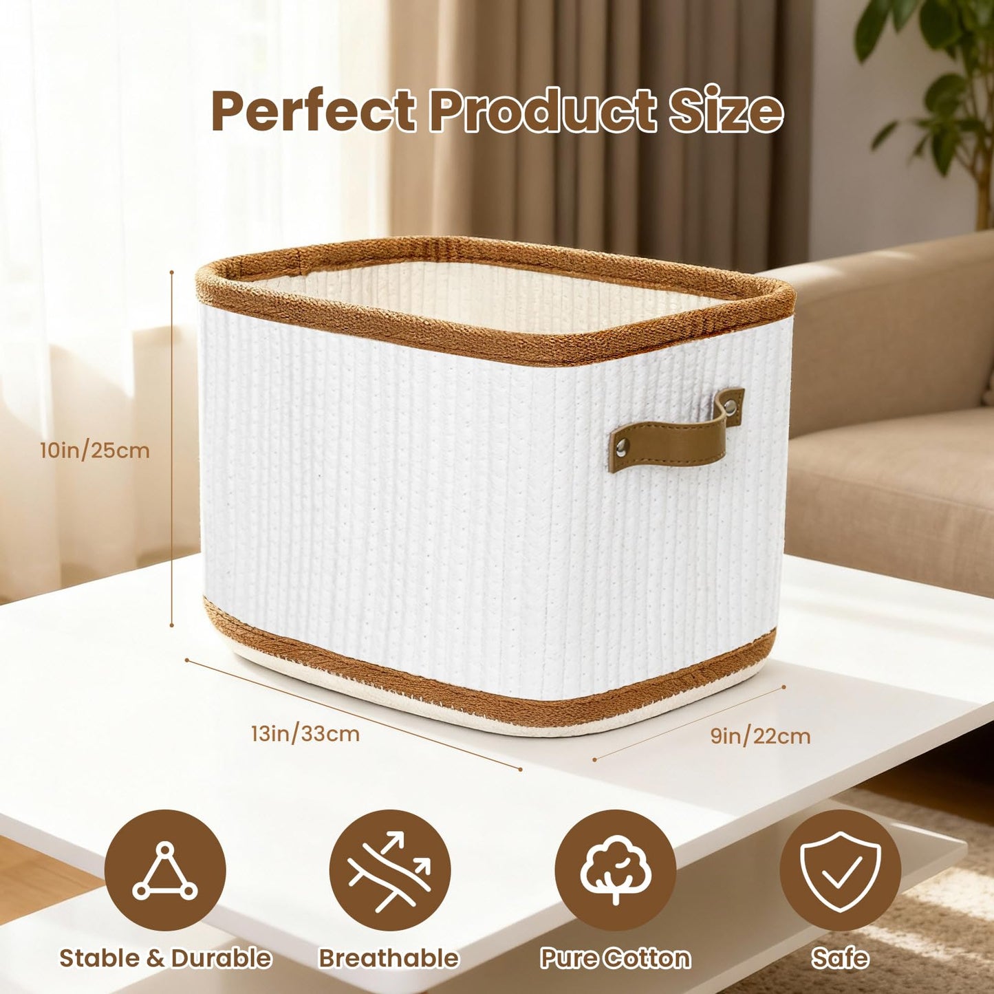Teamkio Bathroom Woven Storage Baskets, 2PCS Vertical Cotton Rope Organizer