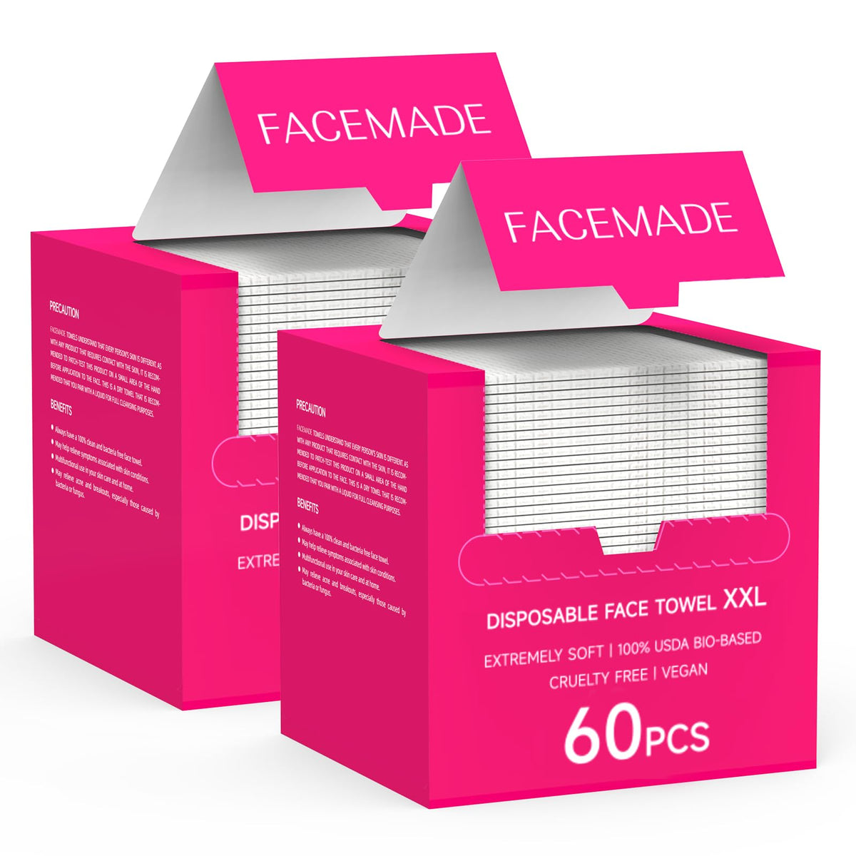 Disposable Face Towels XXL, 120 Count 12" ? 12", Clean Face Towel for Makeup Remove and Clean Skin, USDA Certified 100% Biobased Face Wipes, Super