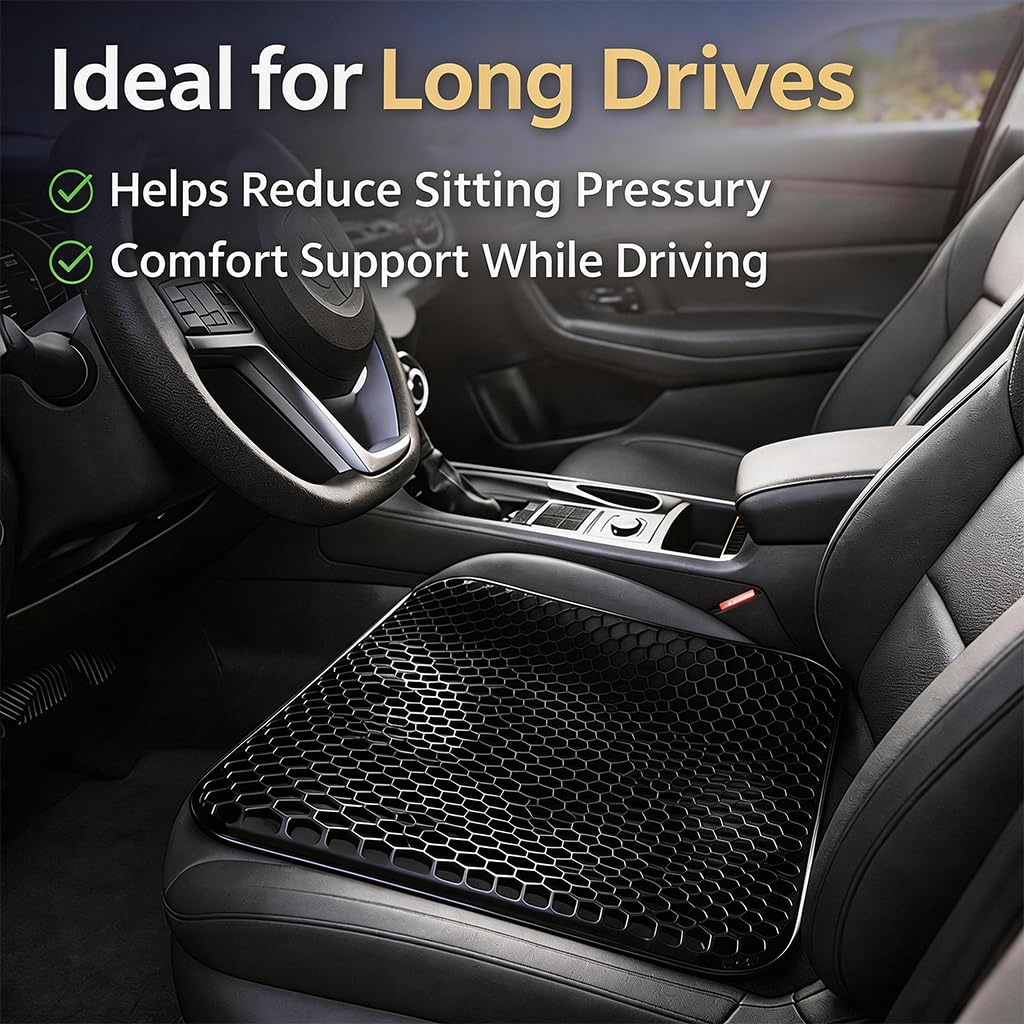 Croerw Large Extra Thick Gel Seat Cushion – Cooling Honeycomb Gel Pad for Sitting Comfort & Pressure Distribution, Support for Office Chair, Car