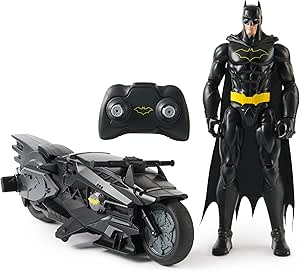 Spin Master DC Comics, Batman Stealth RC Batcycle +Action /Figure, Used- good, tested, open, scruffy box