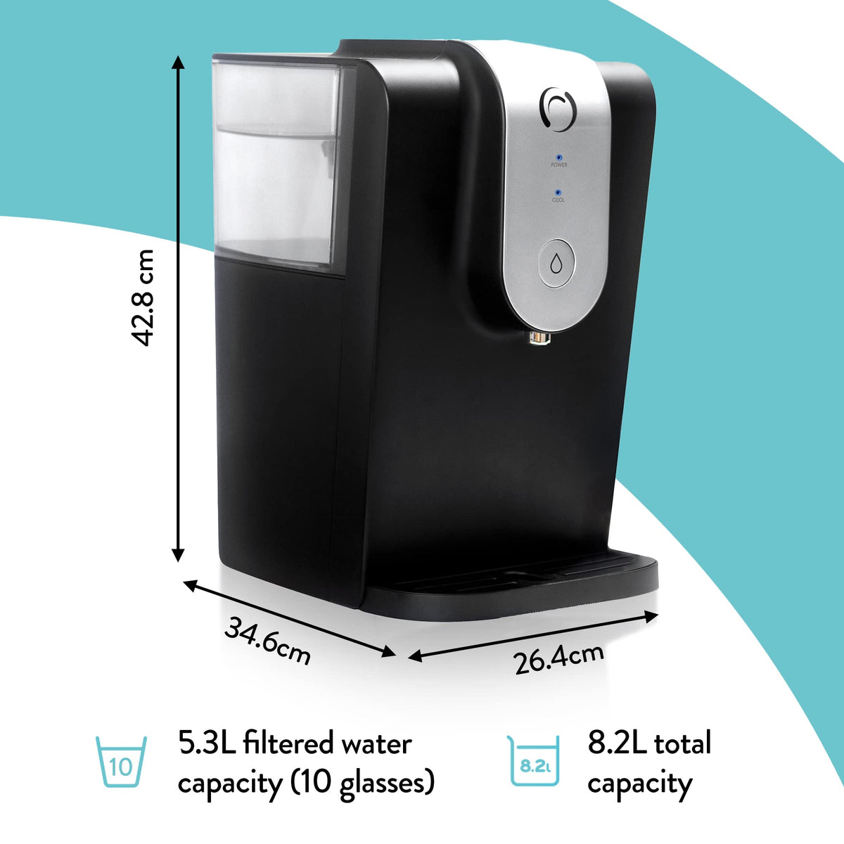 Aqua Optima Lumi Chilled Filtered Water Dispenser  8.2L Total Capacity & 1 x 30 Day Evolve+ Water Filter Catridge for Reduction Of Microplastics,