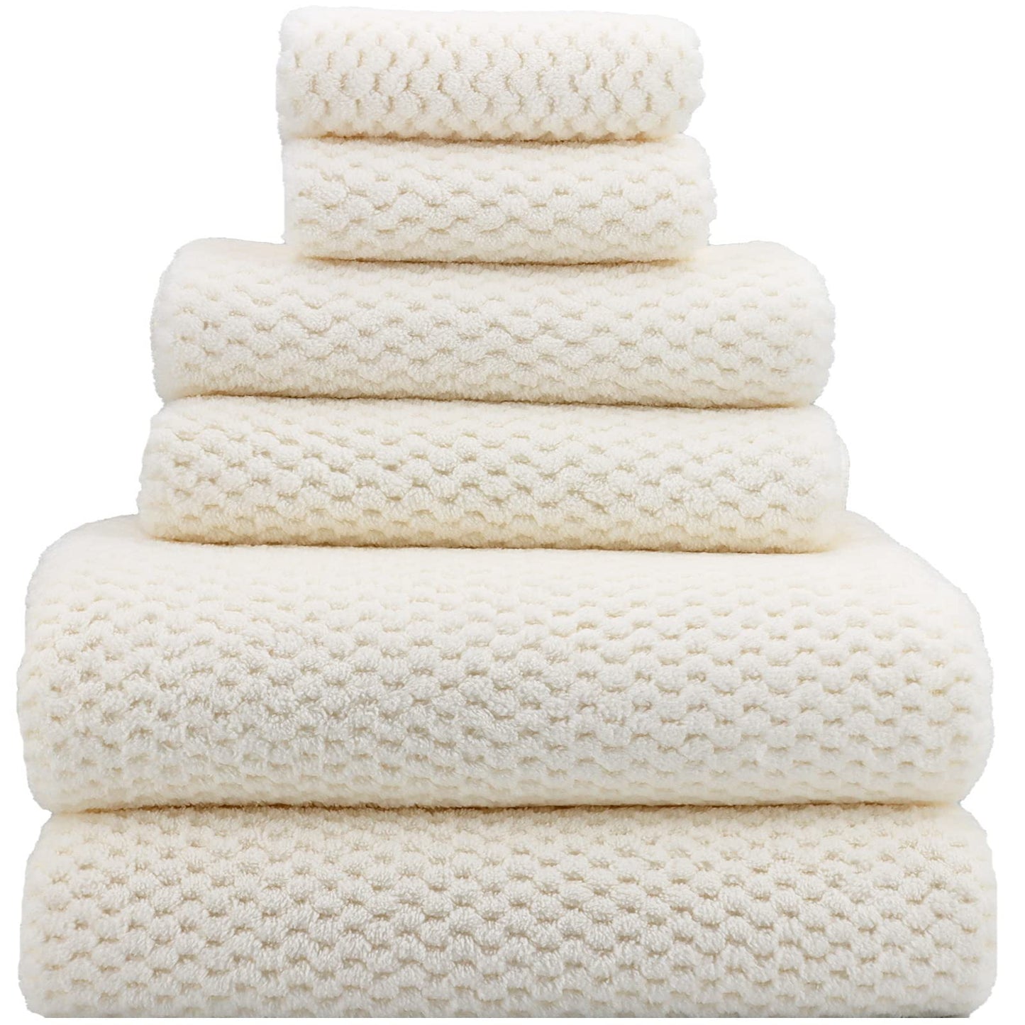 YTYC Towels,29x59 Inch Extra Large Bath Towels Set of 6 Quick Dry Super Soft Microfiber Towels for Bathroom 2 Bath Towels 2 Hand Towels 2 Washcloth