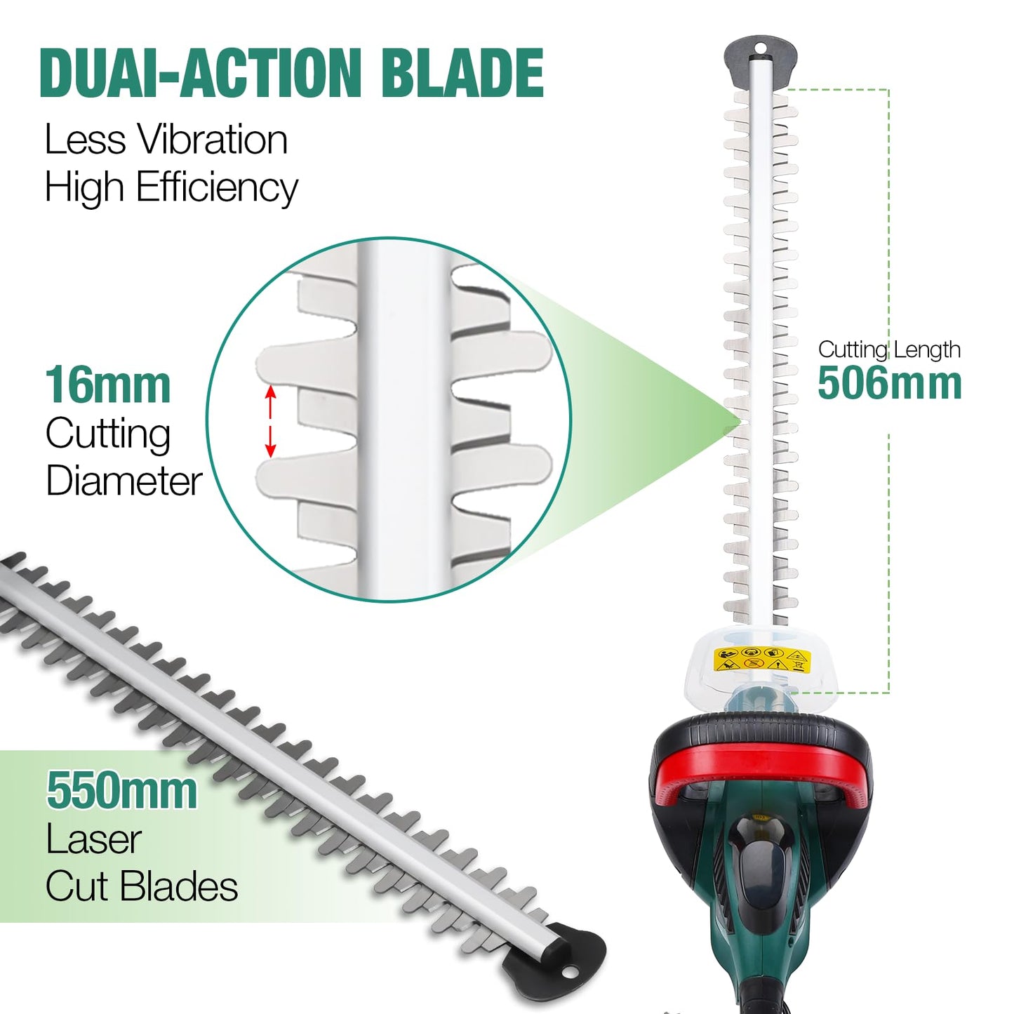 POSENPRO 600W Corded Electric Hedge Trimmer Pruner, 550mm Electric Hedge Cutter, Bush Tree Cutter, Corded Garden Cutting & Trimming Hedge, 6m Cable