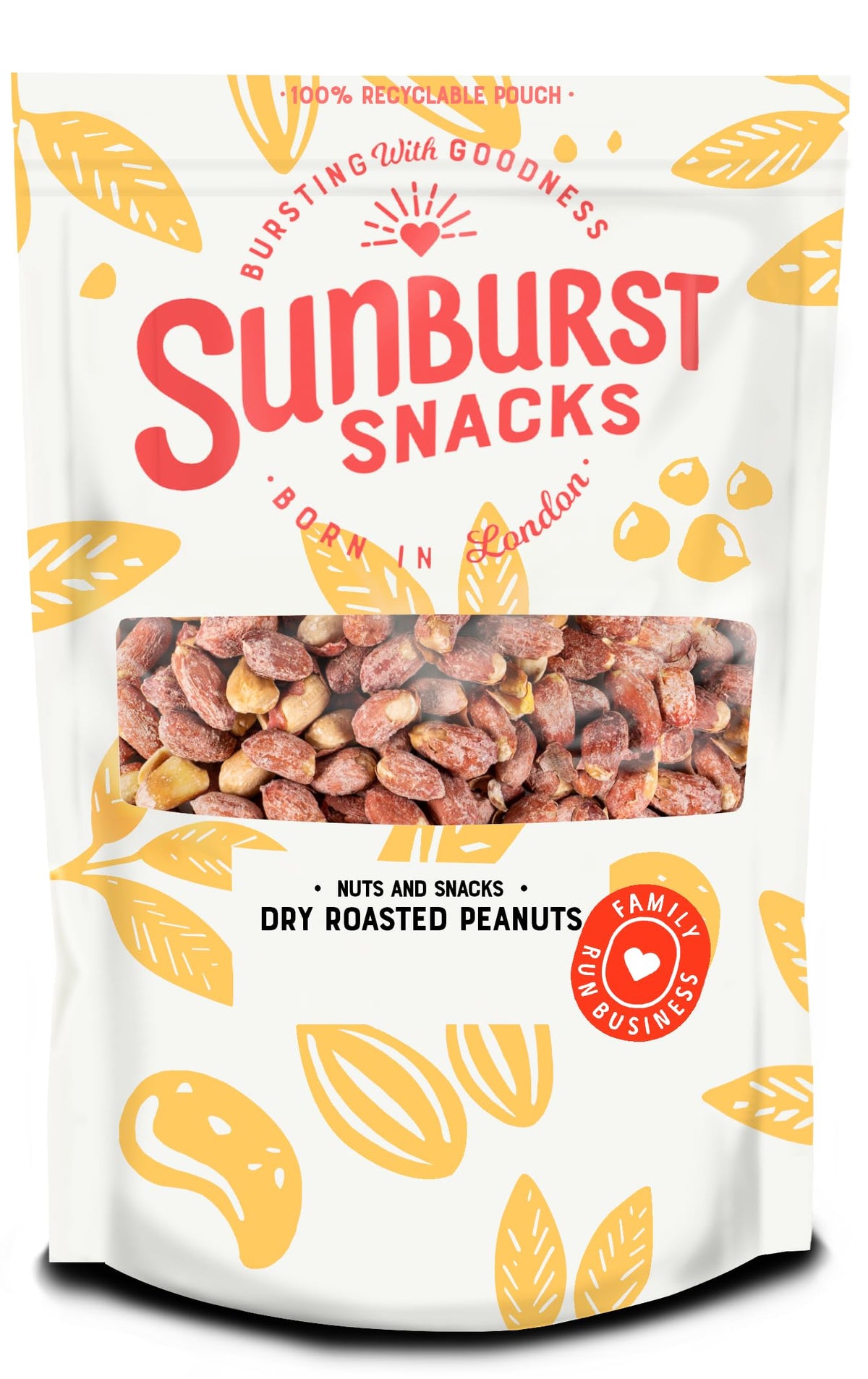 Sunburst Snacks Peanuts Dry Roasted & Sea Salted (No Oils, WIth Skin), Recyclable and Resealable Packaging, 500g
