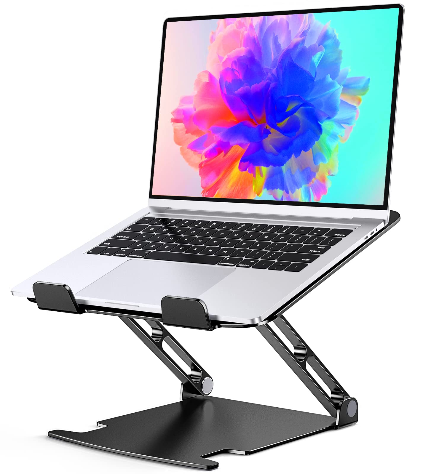 Glangeh Laptop Stand Aluminum Sturdy, Laptop Riser for Desk with Adjustable Heights/Angles, Double Rotation Axis Ergonomic