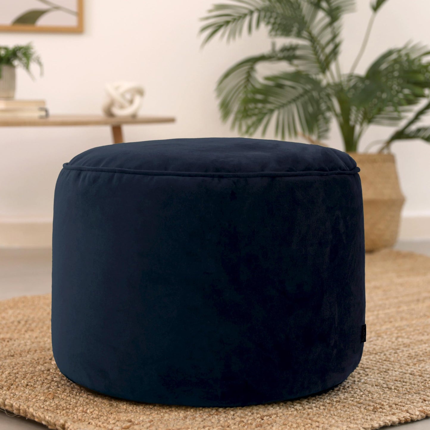 icon Milano Velvet Large Bean Bag Footstool with Filling Included, Blue
