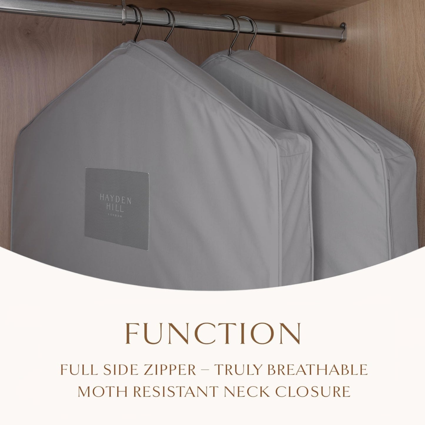 Hayden Hill Luxury Organic Cotton Garment Bag for Hanging Clothes Short 40"