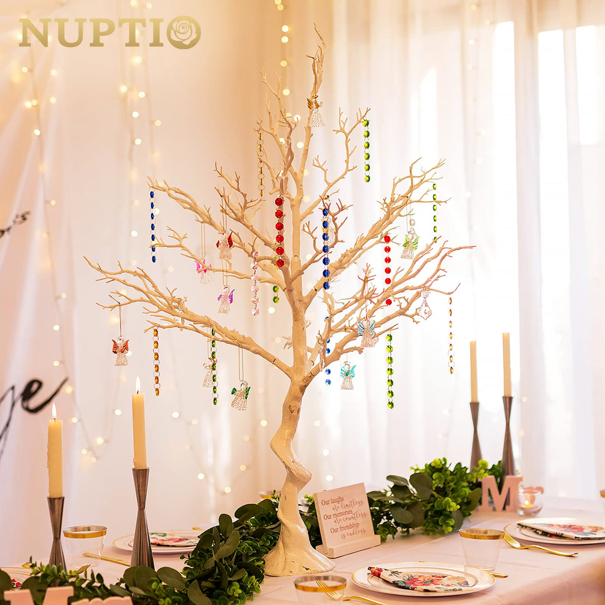 Nuptio White Artificial Easter Tree - 105cm Tall Christmas Ornament Display Manzanita Fake Trees Decorative Faux Twig Branches Indoor for Wedding