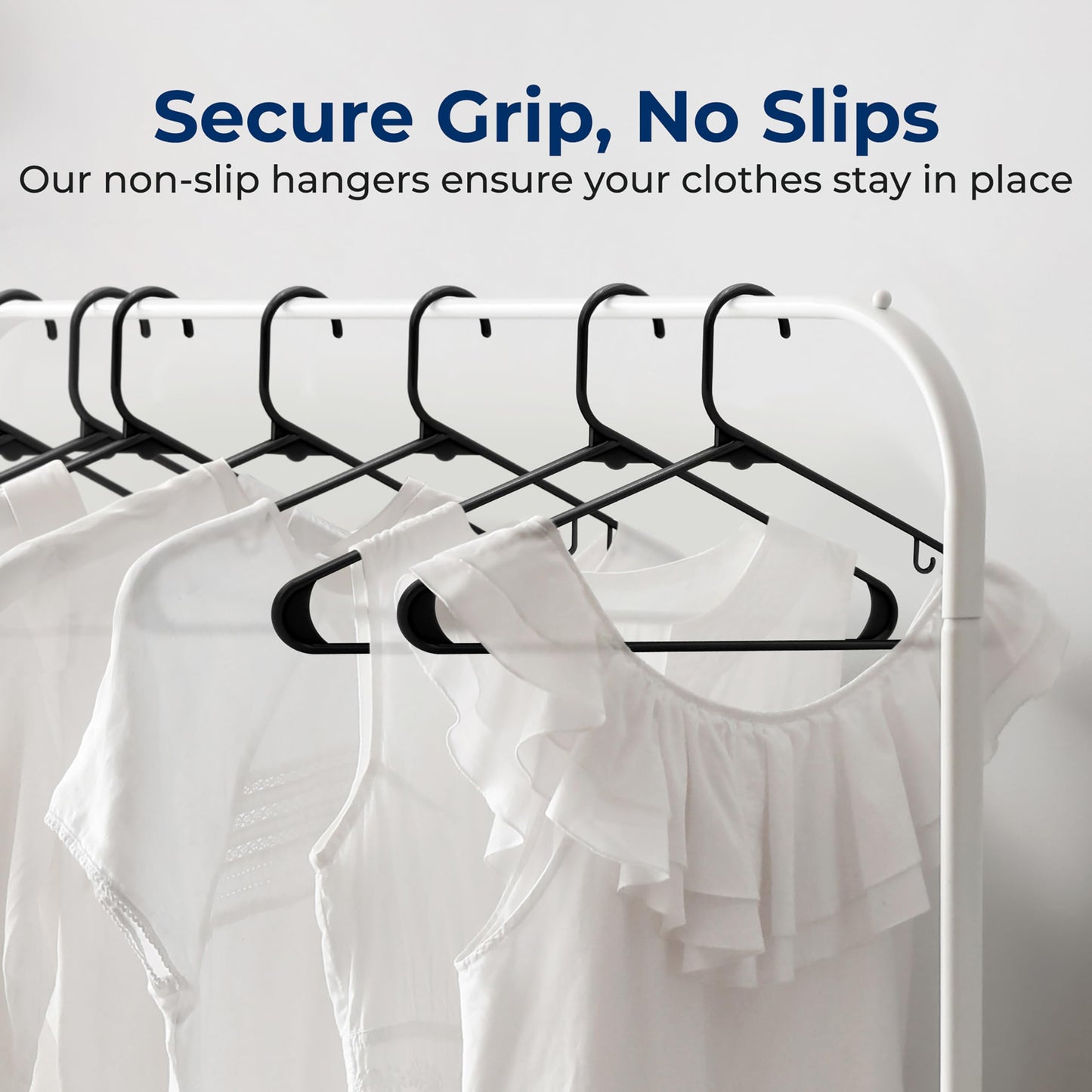 SereneLife Plastic Hangers 100 pcs, Non-Slip Heavy Duty Clothes Hanger Set with 360° Swivel Hook, Smooth Finish to Protect Fabric, Lightweight