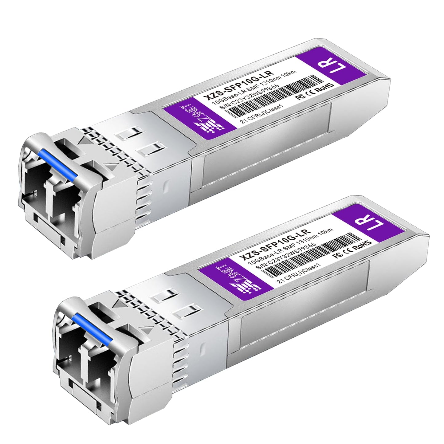 XZSNET 10GBASE-LR SFP+ Transceiver, 10G SFP+ to LC Single Mode Fiber Module Compatible with Cisco SFP-10G-LR, Ubiquiti UniFi UF-SM-10G, Mikrotik