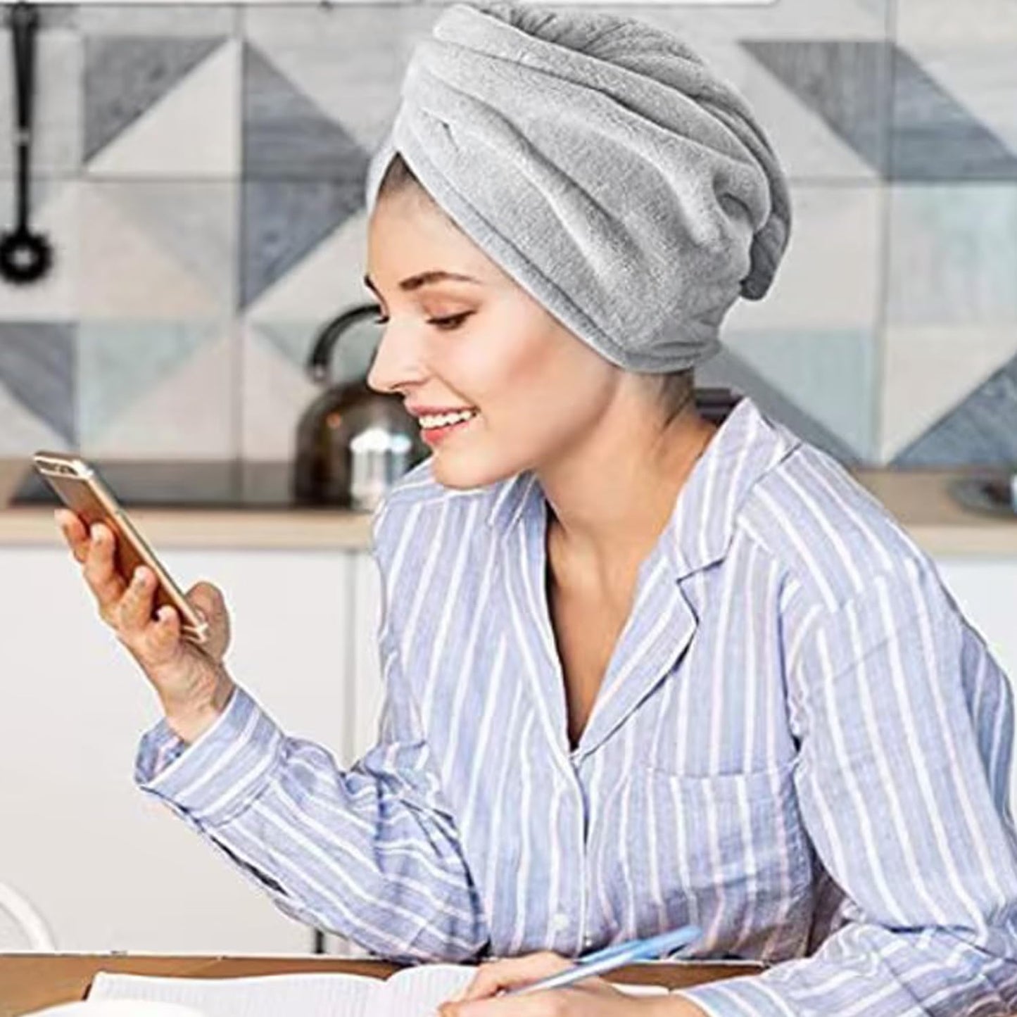 Arcjunys Microfibre Hair Towel Wrap Hair Wrap Towel Quick Dry Hair Turban Towel Hair Turbans for Wet Hair Microfibre Hair Towel Wrap Hair Towels with