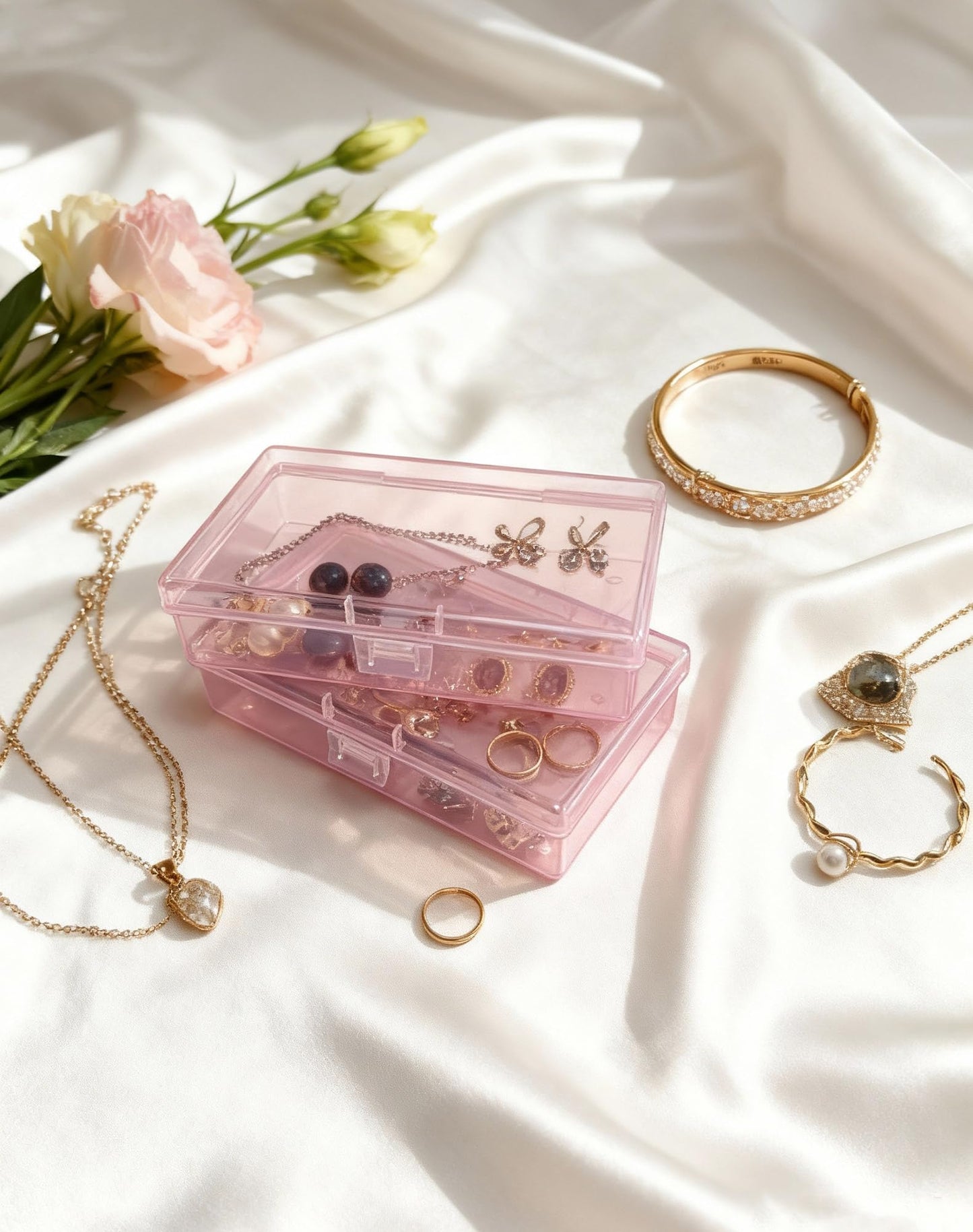 LJY Pink Jewellery organiser Boxes, 12 Pack, 5.3 x 3.1 x 1.2 in