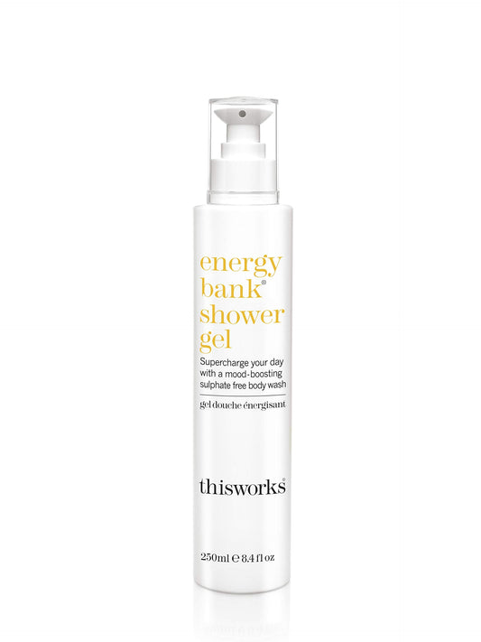 This Works Energy Bank Shower Gel, 250 ml - Energising Body Wash with Geranium, Ylang Ylang and Rosemary Essential Oils - Mood-Boosting Sulphate and
