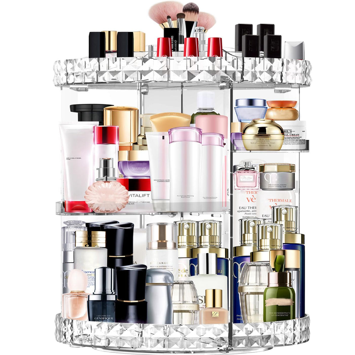 MISERWE Makeup Organiser 360 Degree Rotating 7 Adjustable Layers Large Capacity Cosmetic Organiser Transparent Make Up Organisers and Storage
