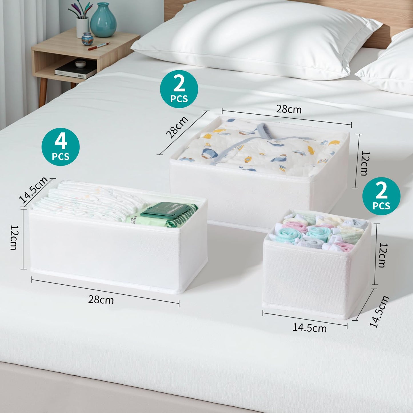 ORLISA Drawer Organizer Clothes-Dresser Organizer for Nursery-Compatible Baby Clothes Organizer and Storage & General Nursery Organization or Dresser