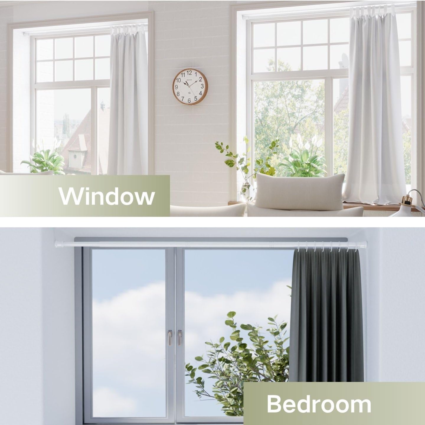 Extendable Shower Curtain Pole Non-Slip Shower Curtain Rod Tension Rod Adjustable Telescopic Curtain Poles No Drilling Shower Curtain Rail for
