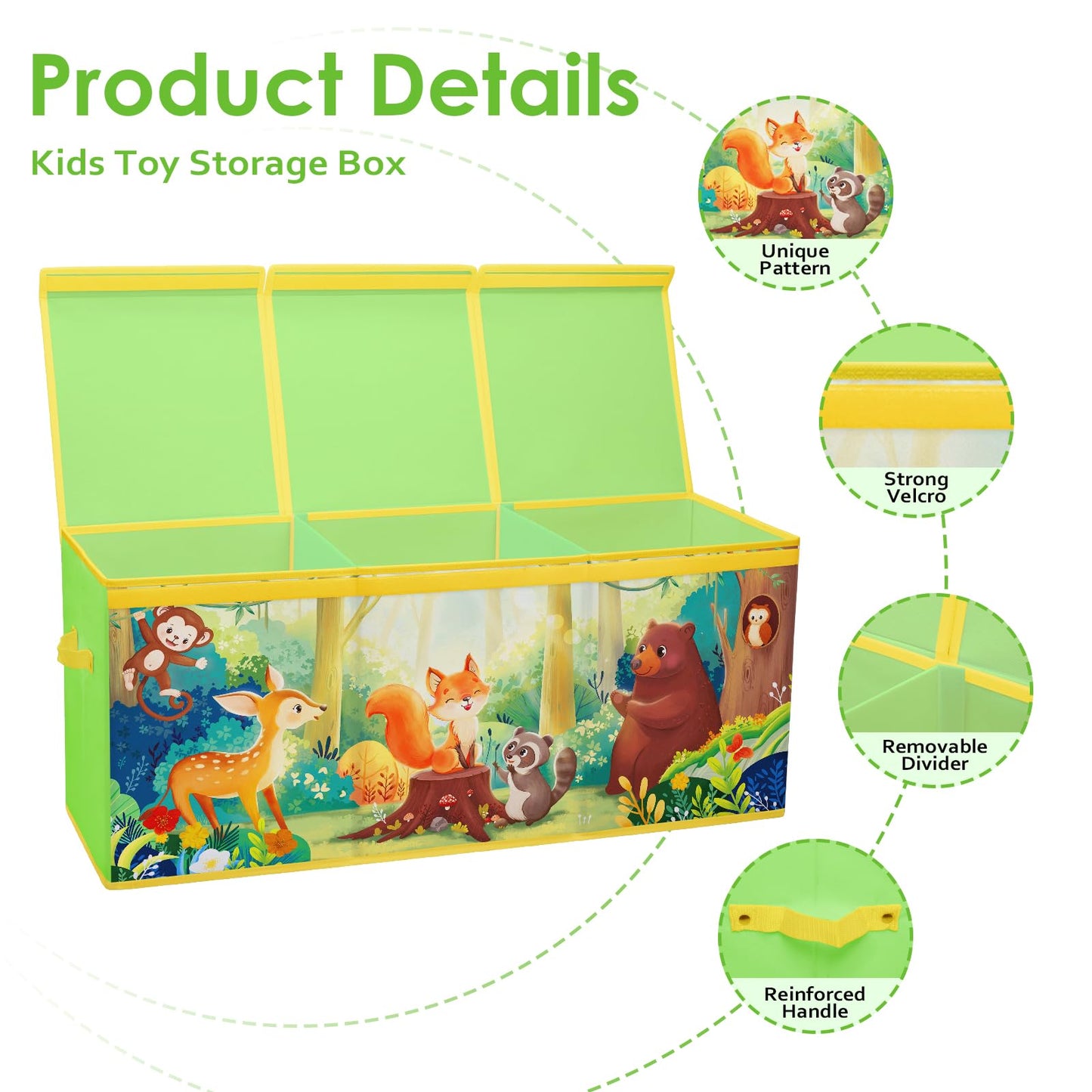 Decalsweet Extra Large Kids Toy Storage Box with Lid,Foldable Oxford Toy Storage Organizer Box for Boys Girls-963240cm-Lightweight Toy Chest with
