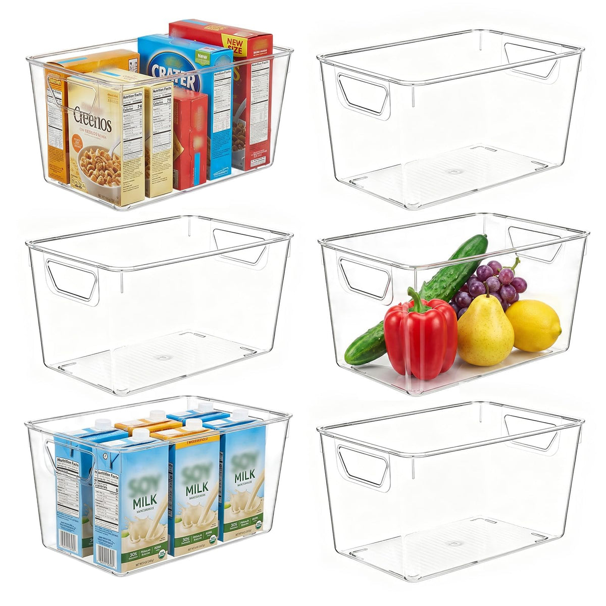 zxevg Clear Acrylic Storage Boxes 6-Pack with Handle