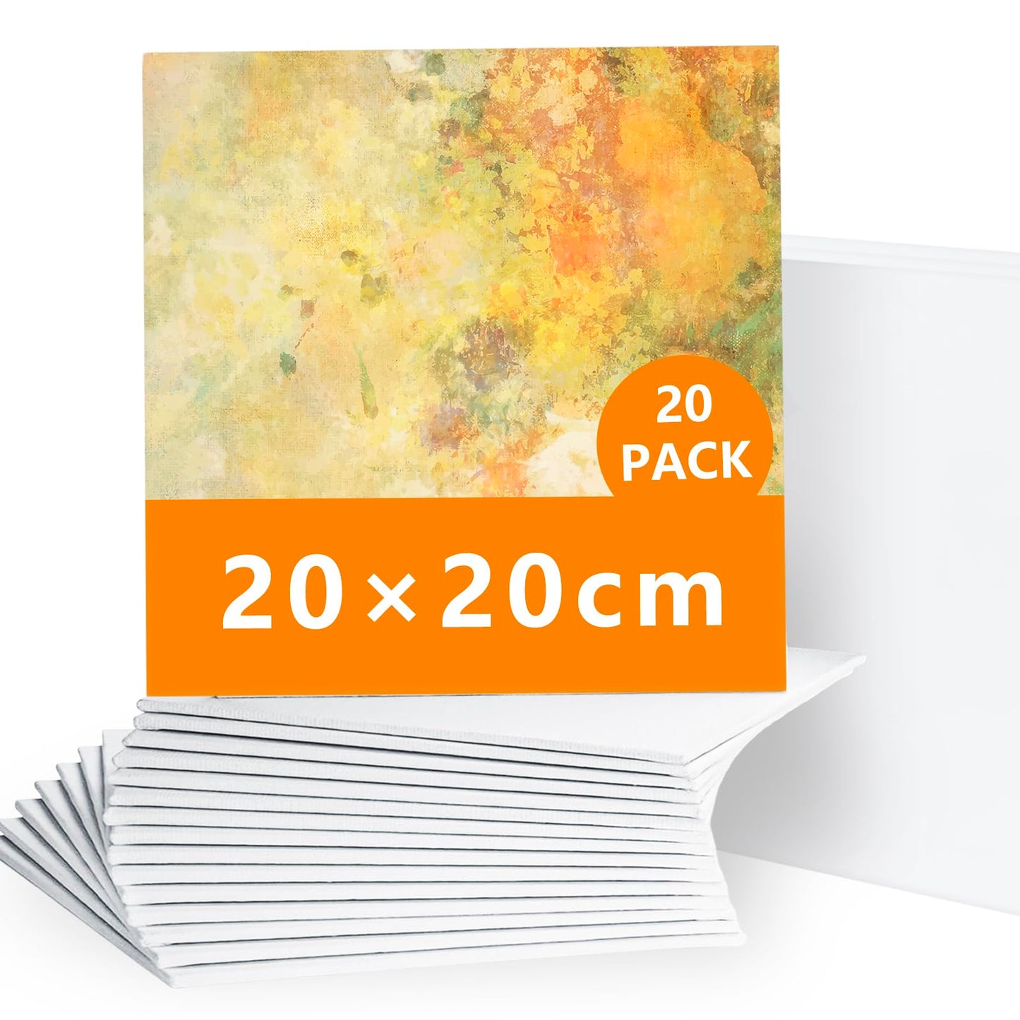 20 Packs Canvas for Painting Blank Canvas Panels Board 20 x 20 cm(8" x 8") canvases Painting Artist Boards Acid-Free for Acrylic, Oil,Art Painting